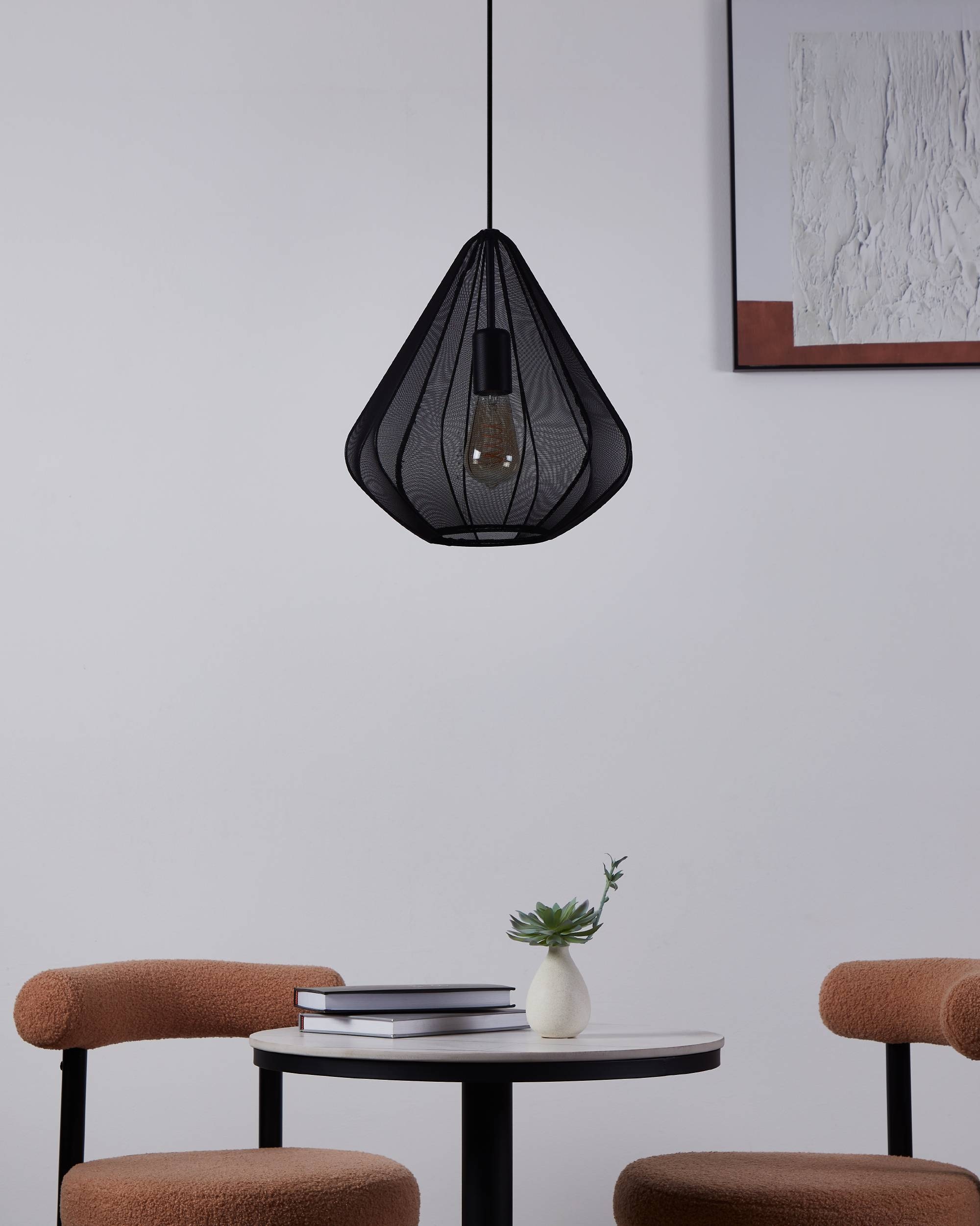 EGLO Hängeleuchte »Dolwen Hängelampe, Pendelleuchte, Esszimmerlampe Japanisch, E27, Lampe« E27 1 Stk. Hängeleuchte - H110 x Ø33,5 cm - schwarz - 1X40W exkl.
