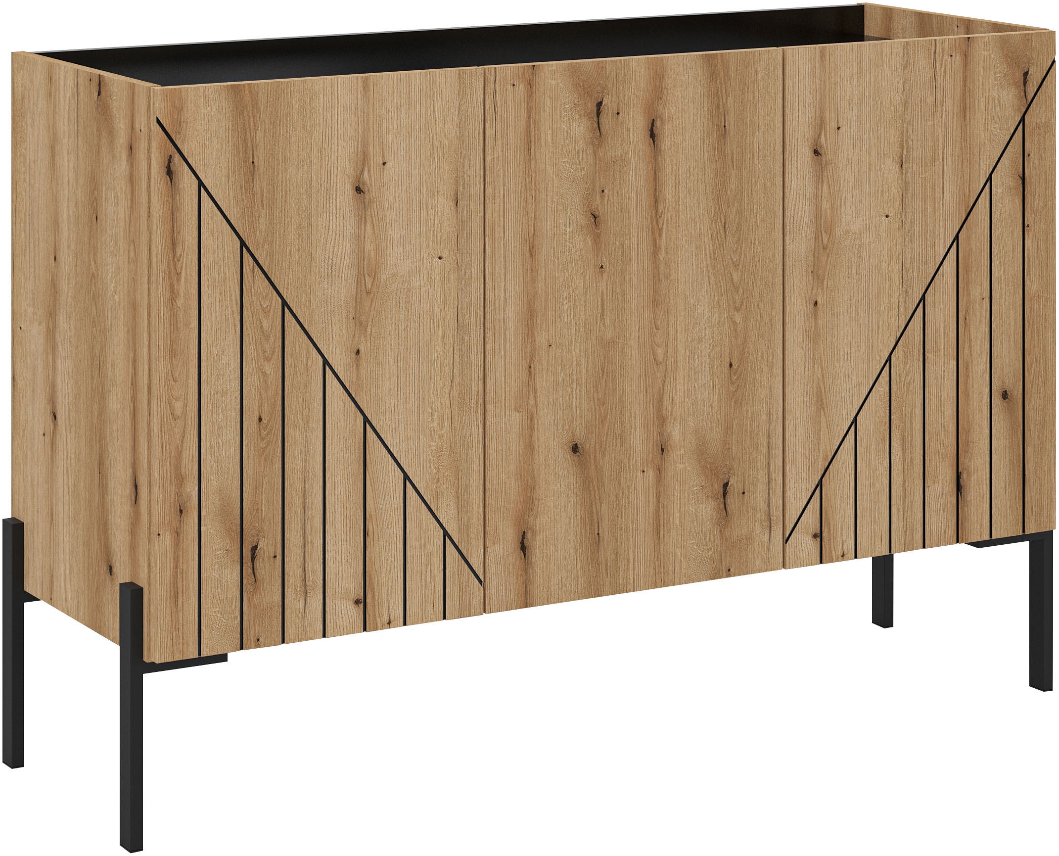 INOSIGN Sideboard "SNETT, Breite: 122cm, mit Metall-Stabfüßen, 3 Türen, 3 E günstig online kaufen