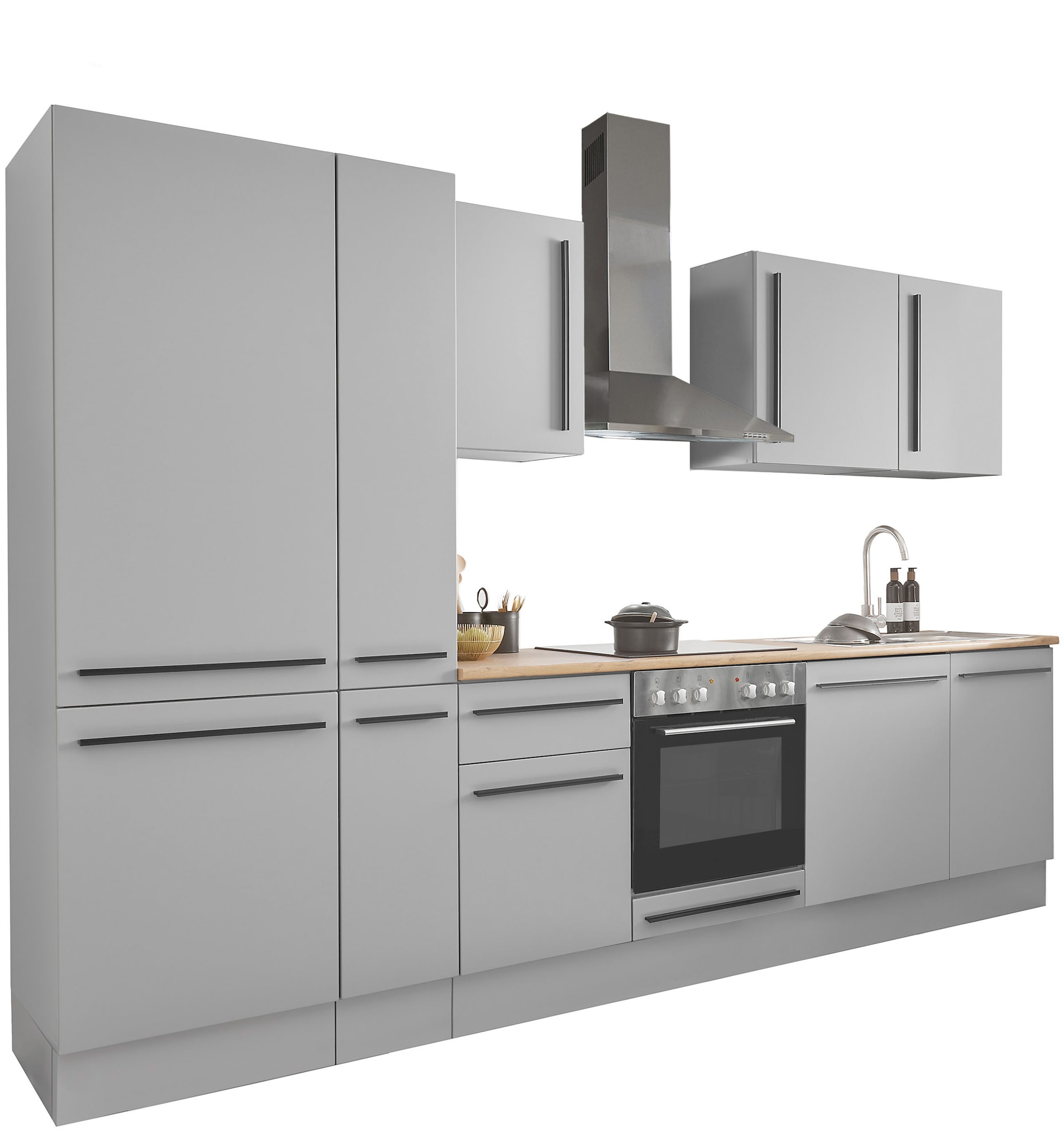 BASIC by Balculina Küchenzeile »Denver, Küche BxHxT 310 x 211 x 60«, Breite 310 cm, wahlweise mit E-Geräten und Induktion