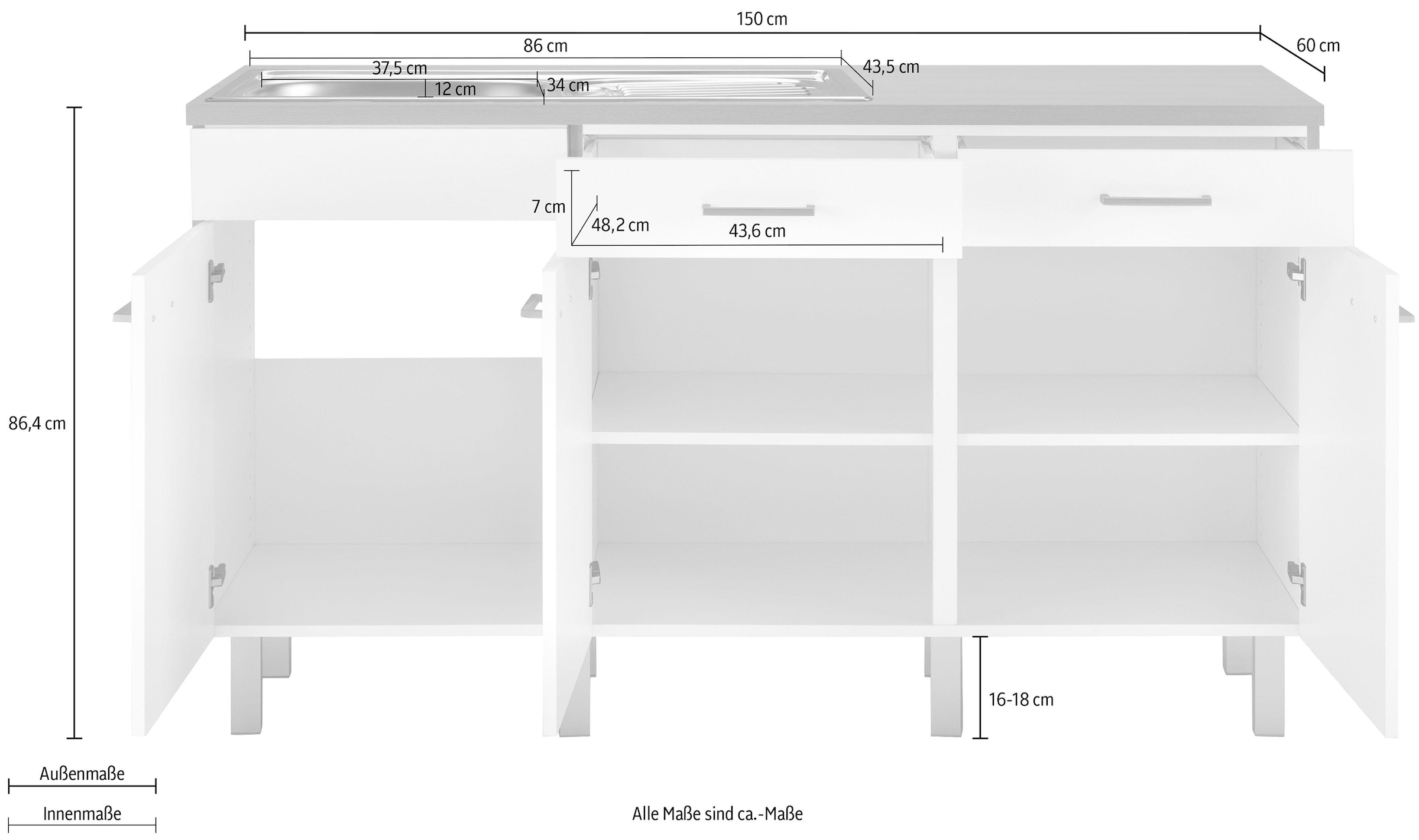 Spülenschrank | BAUR 150 cm bestellen Modul, OPTIFIT »Tapa«, Breite