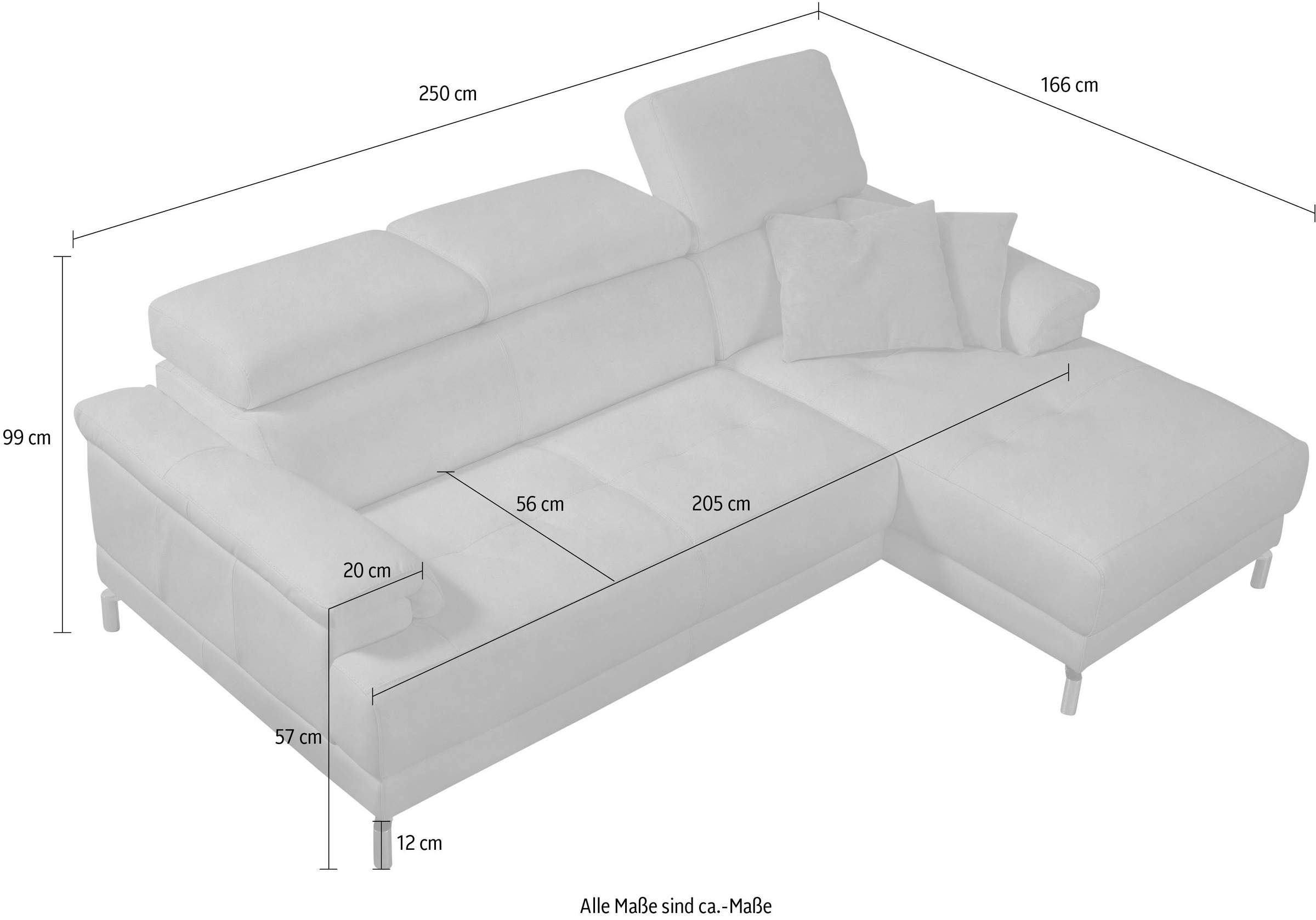 Egoitaliano Ecksofa »Soul, Design und Sitzkomfort auf hohem Niveau, tolle Details, L-Form«, mit Recamiere, inkl. Kopfteilverstellung