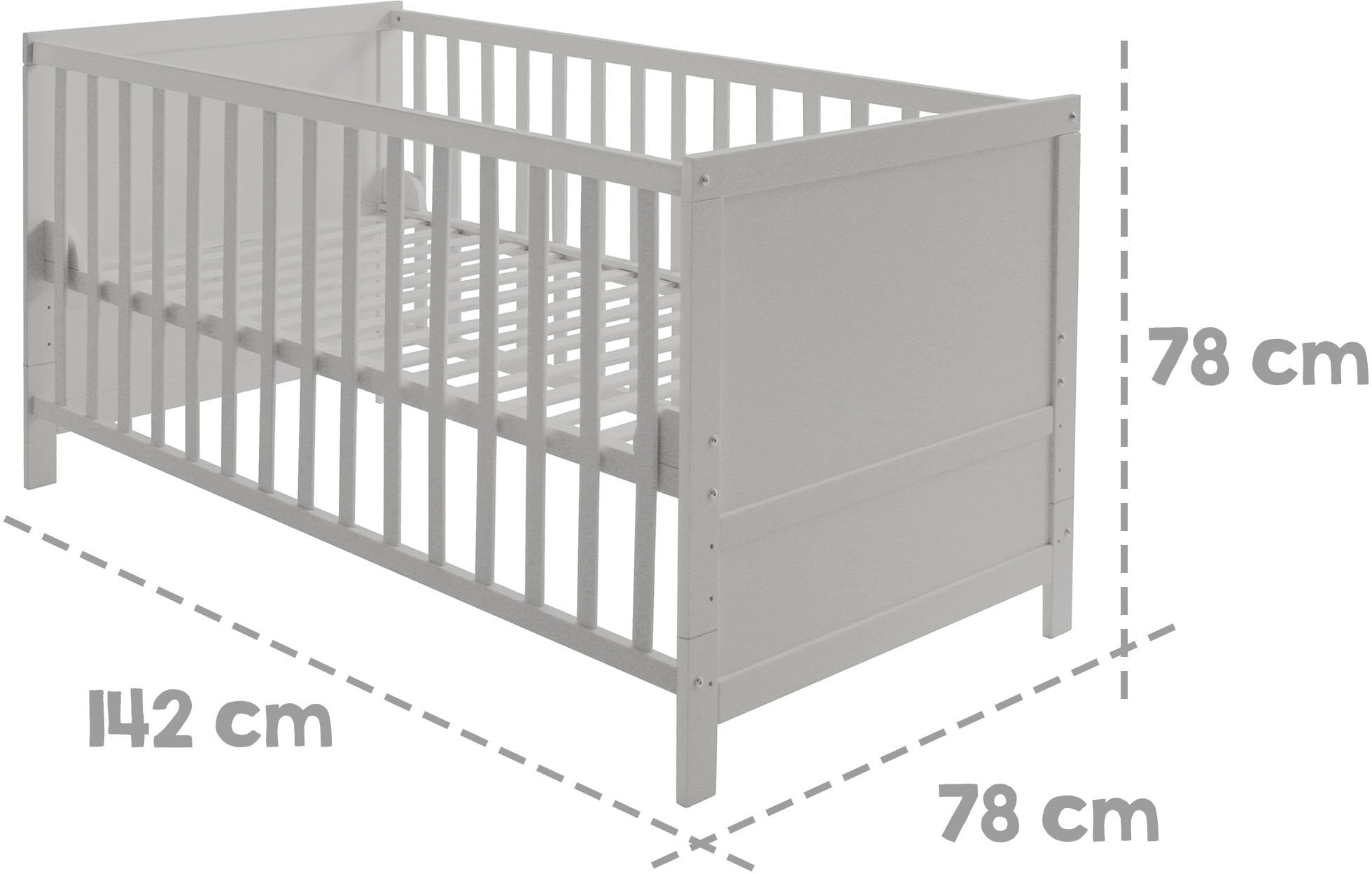 roba® Komplettbett »Sternenzauber, taupe«, (7 tlg.), inkl. Babybett, Matratze, Lattenrost, Himmelstange mit Himmel