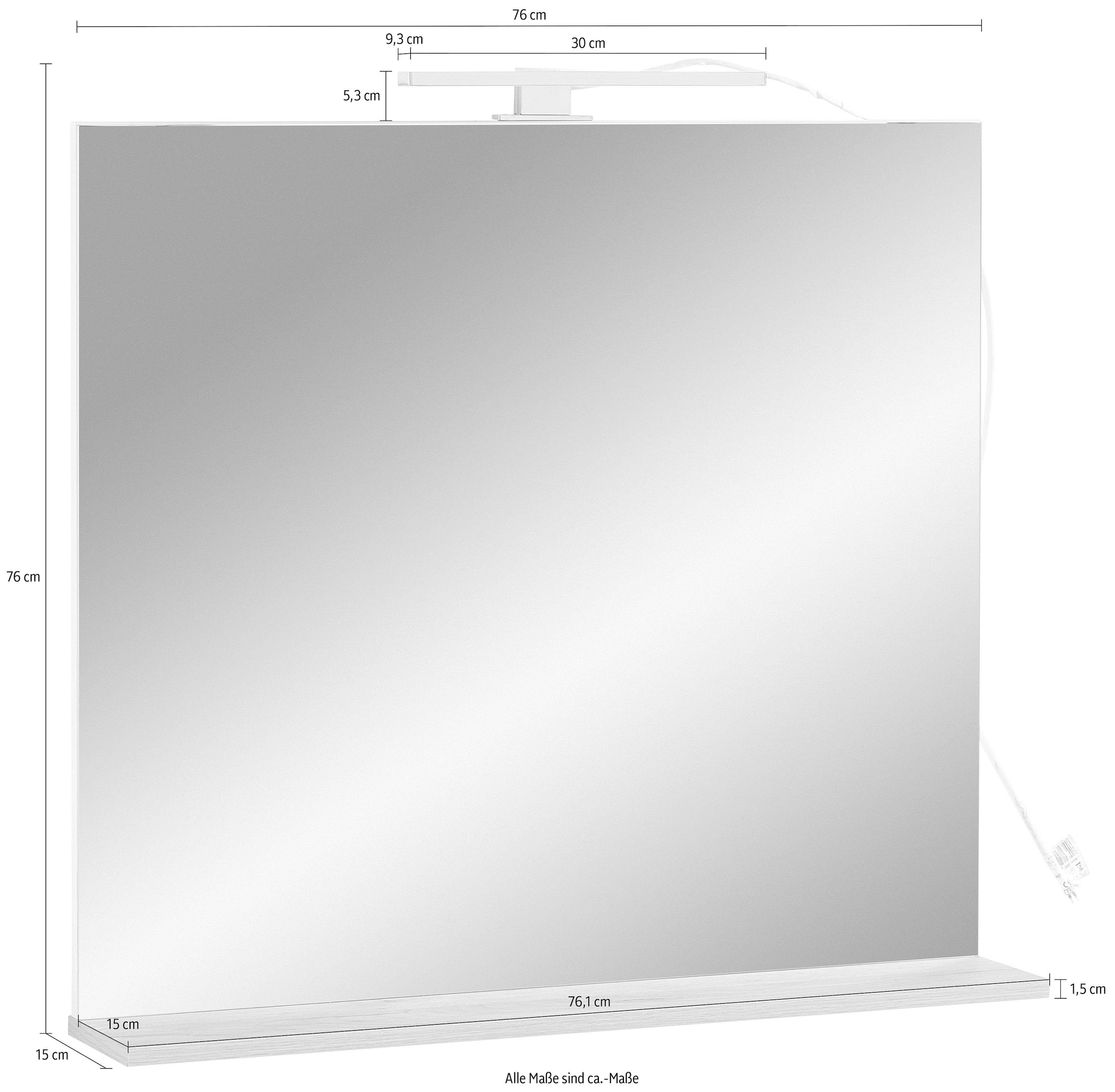 GERMANIA Badspiegel »Scantic / Pescara«, Breite 76 cm, mit Ablage, LED Beleuchtung, Spiegel