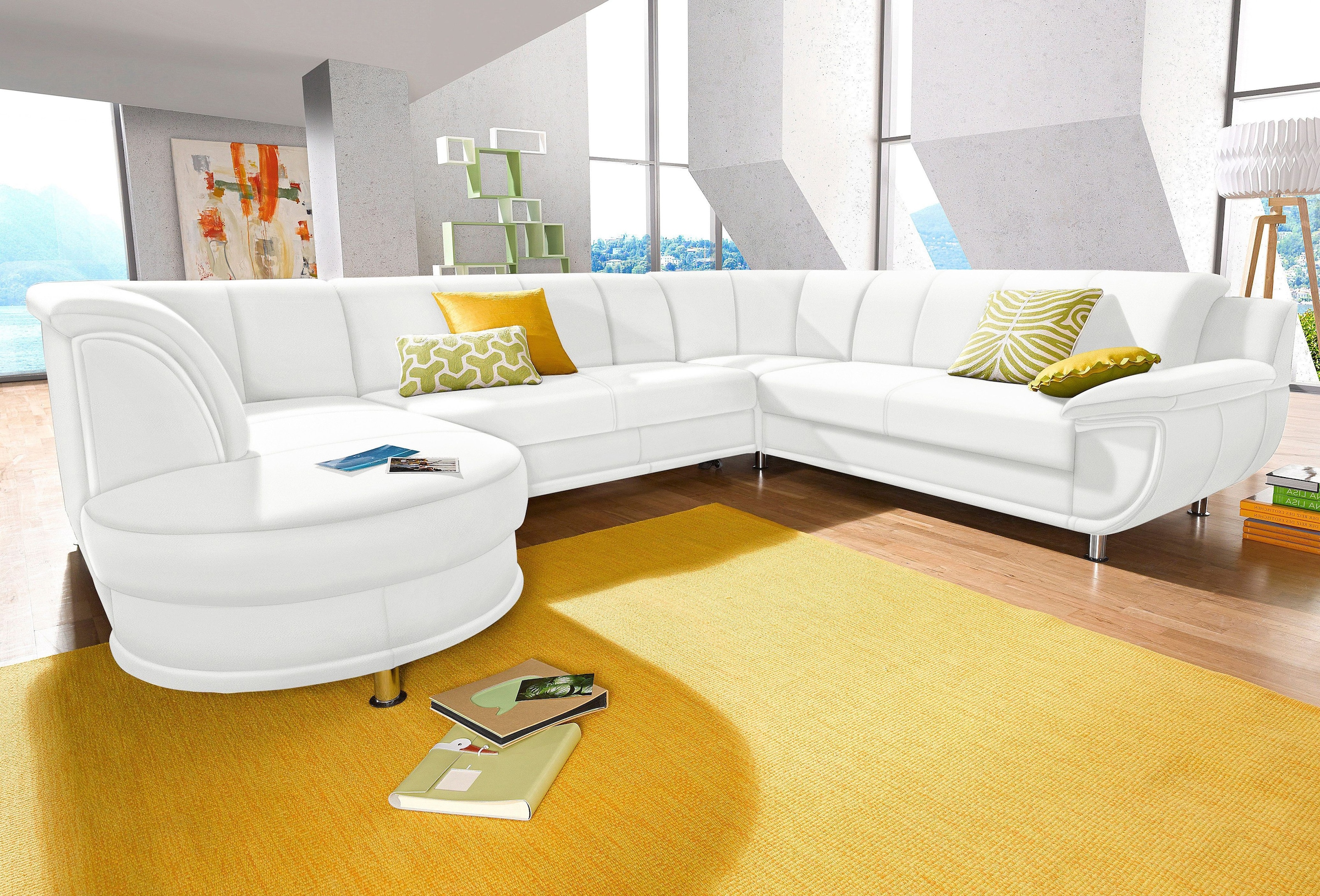 TRENDMANUFAKTUR Wohnlandschaft "Rondo, wahlweine mit Federkern, Breite 320cm, U-Form" mit Schaumstoffpolsterung, mit Bettfunktion