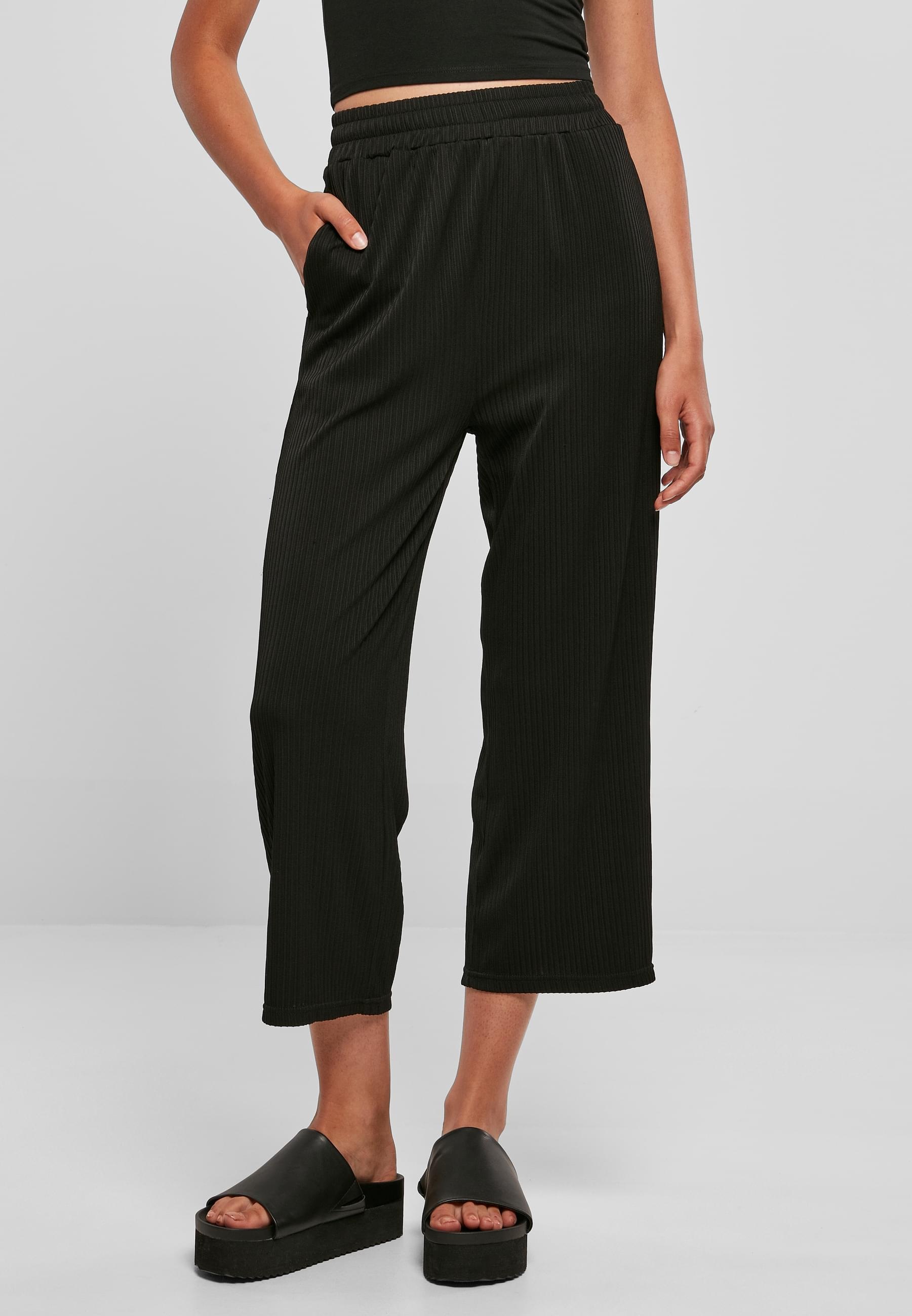 URBAN CLASSICS Bequeme Jeans »Urban Classics Damen Ladies Straight Leg Rib Interlock Culotte«, (1 tlg.)