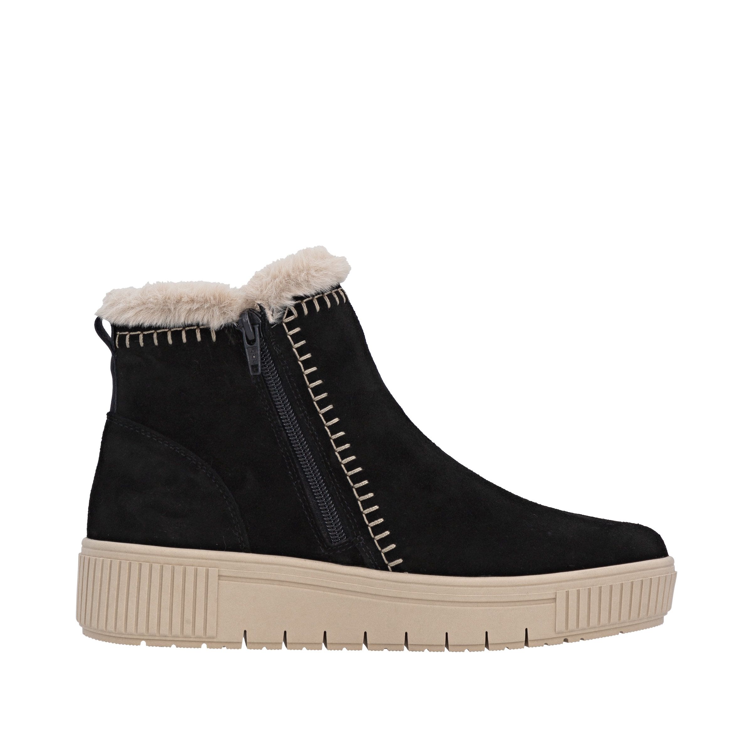 Remonte Winterboots »Elisabeth Hurley-Collection«, Winterstiefelette, Plateauboots mit Fellimitat-Besatz und Softfußbett