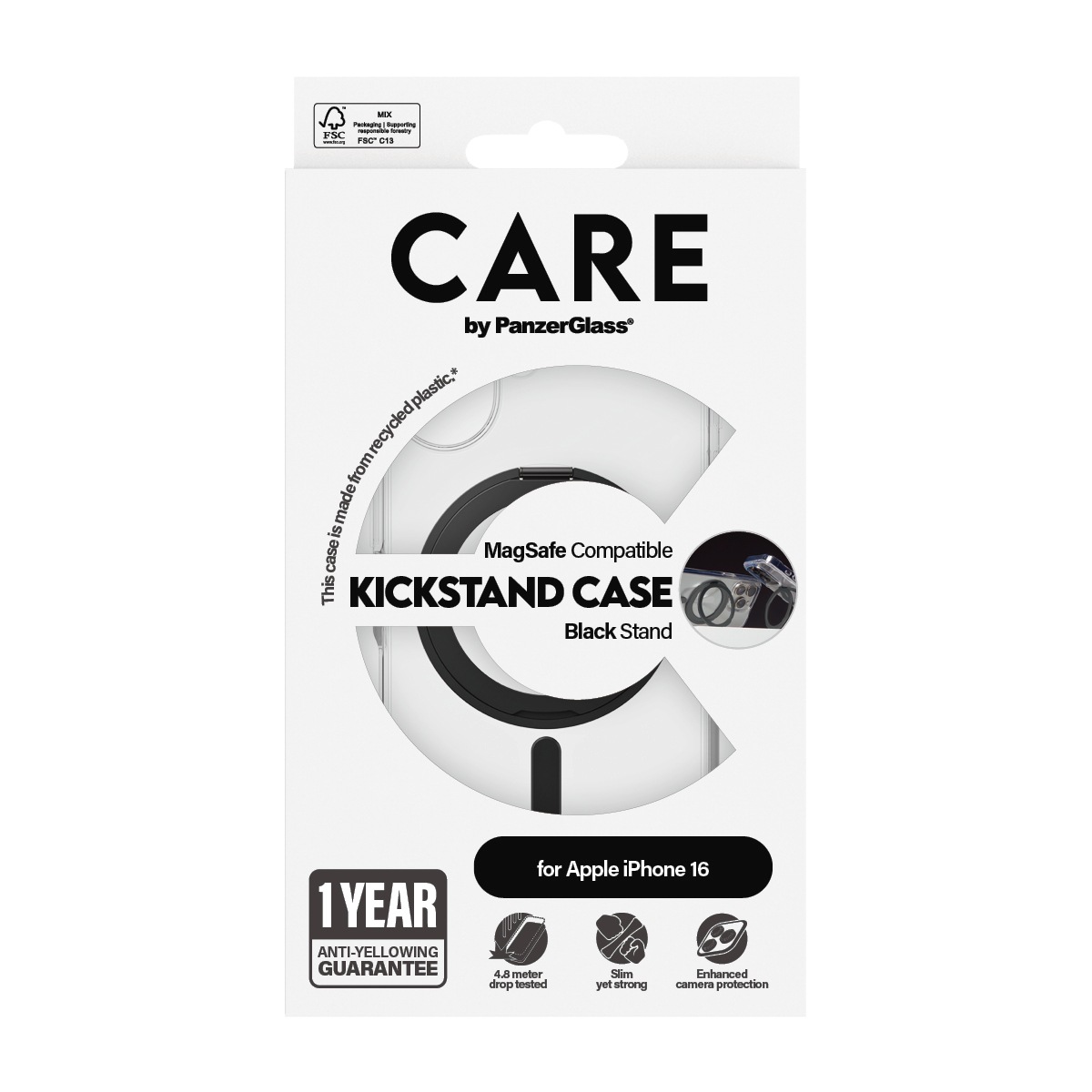 CARE by PanzerGlass Handyhülle »Kickstand Case für Apple iPhone 16«, Backcover, Schutzhülle, Handyschutzhülle, Case, Schutzcase, stoßfest