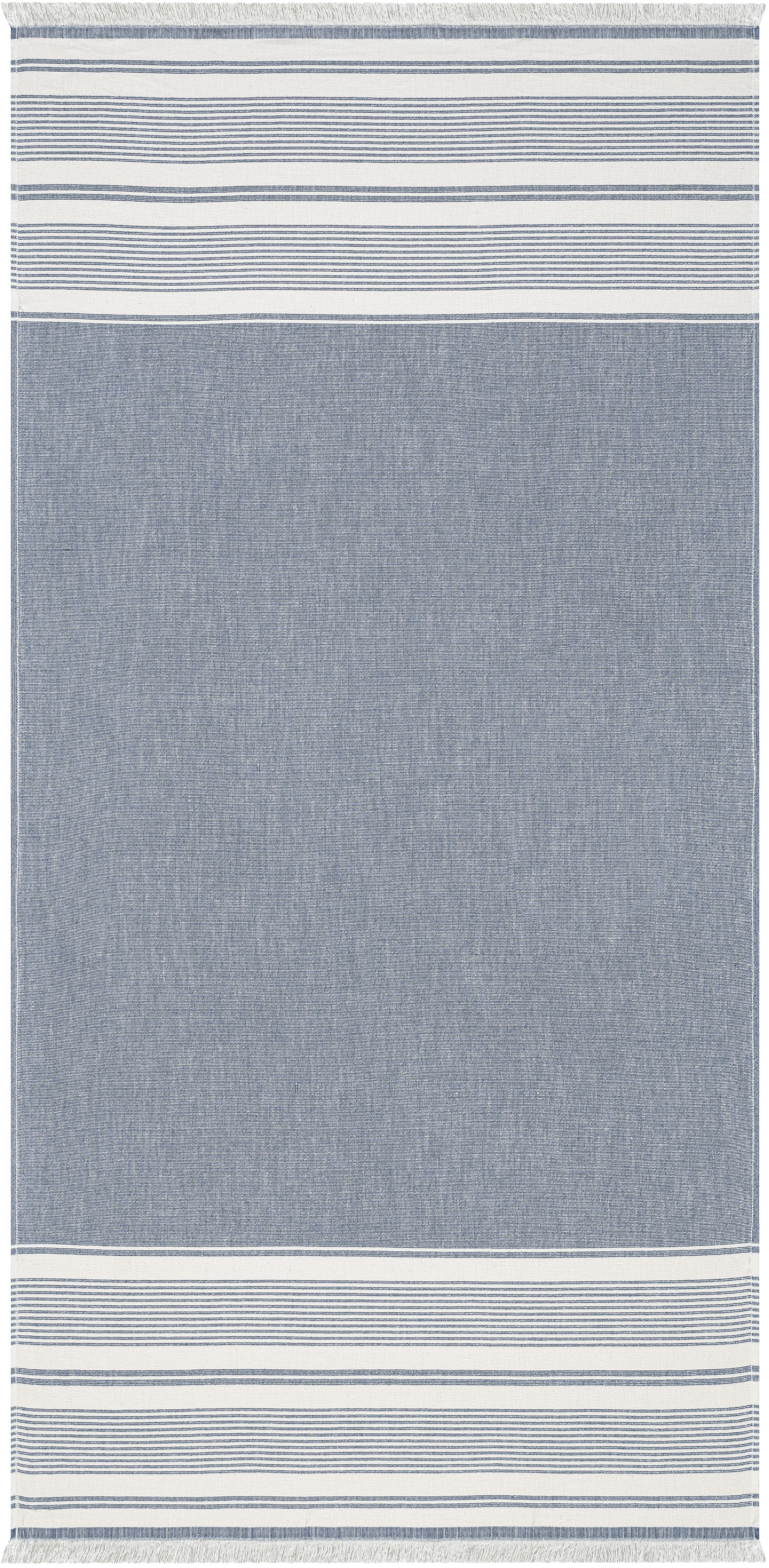 Strandtuch EGERIA, B:80cm L:180cm, blau, gewebte Ware, Baumwolle, Handtücher, "Pestemal", 80x180 cm, mit Fransen
