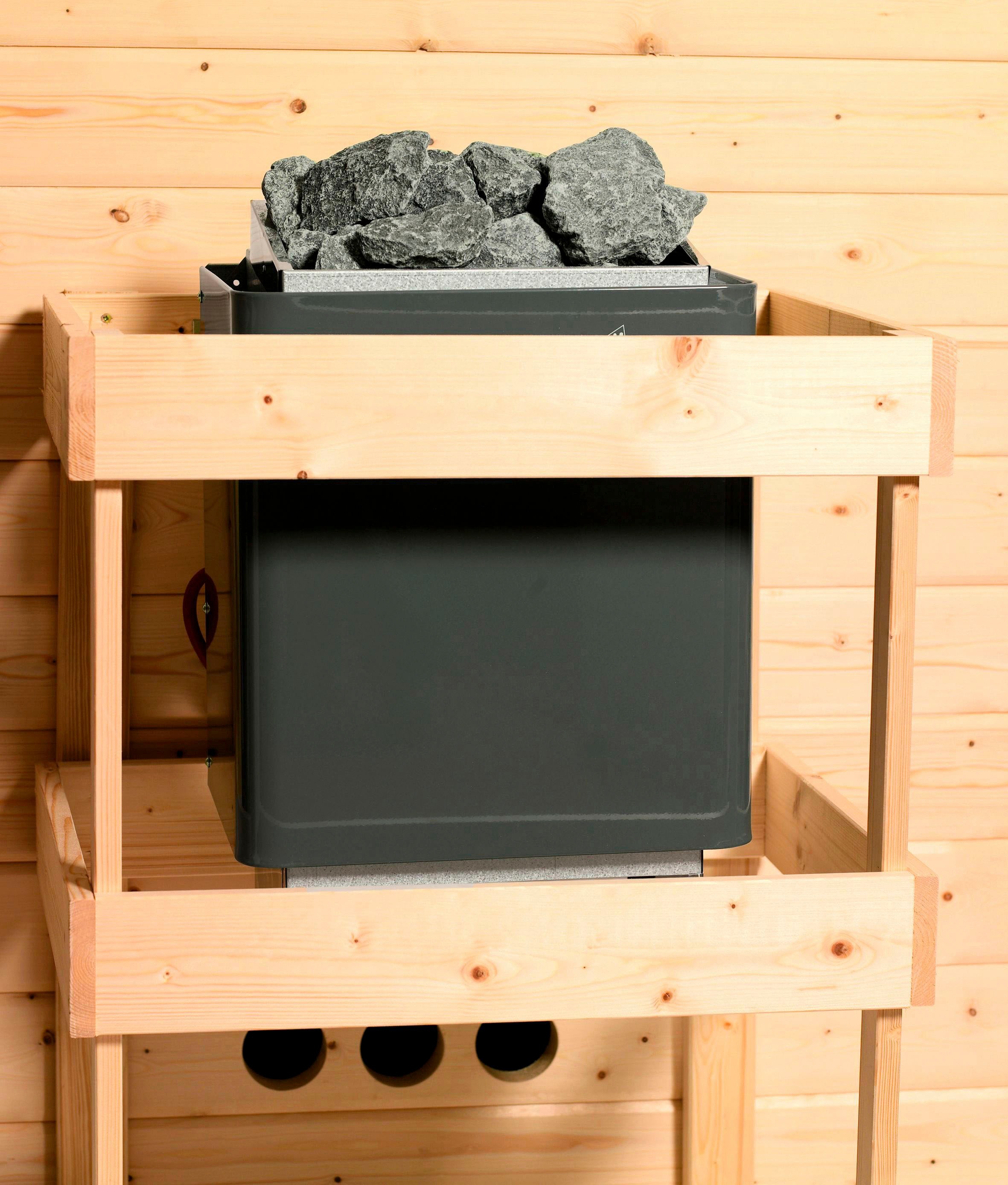 Karibu Sauna »Clara« Set,  Ofen 9 kW Bio externe Strg easy