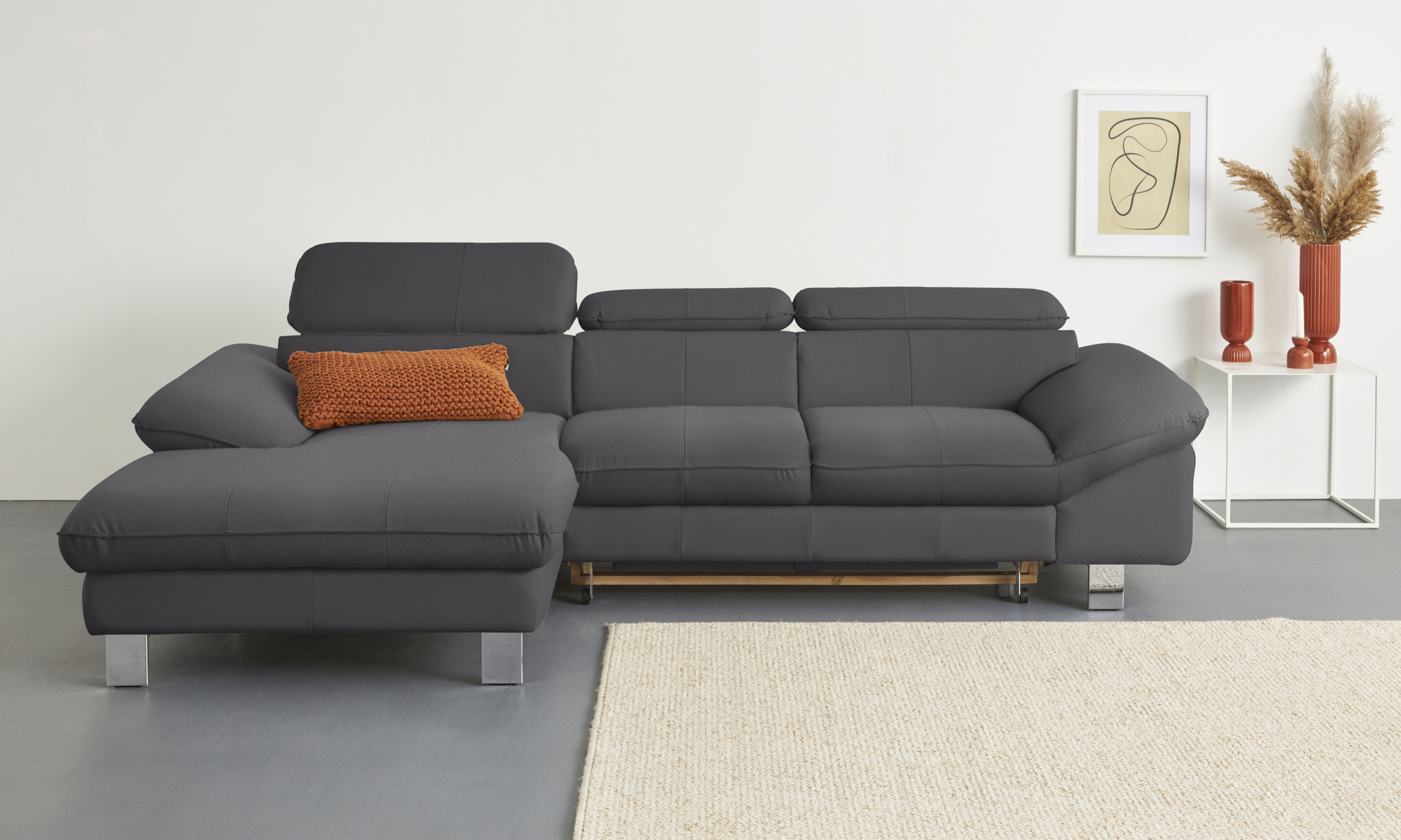 COTTA Ecksofa "Driver L-Form, B:268 cm, moderne Couch mit Wellenunterfederung" Kopfteilverstellung, optional Schlaffunktion & Bettkasten