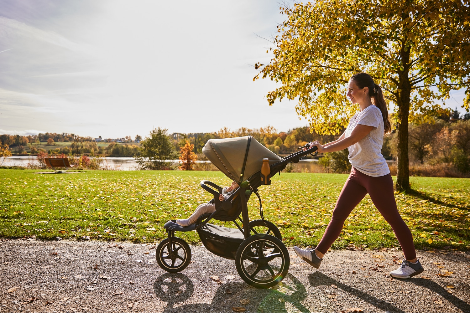 Hauck Dreirad-Kinderwagen »Runner 3, olive«, 22 kg, mit XXL-Lufträdern und Handbremse; bis 22 kg beslastbar