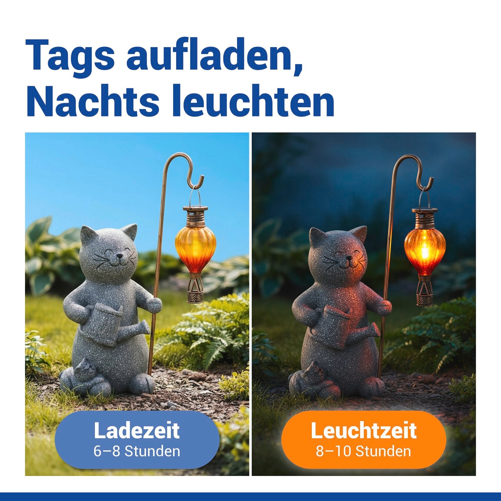Maximex LED Dekofigur »Modell Katze und Heißluftballon« Warmweiß dekorative, solarbetriebene Gartenleuchte, wetterbeständig
