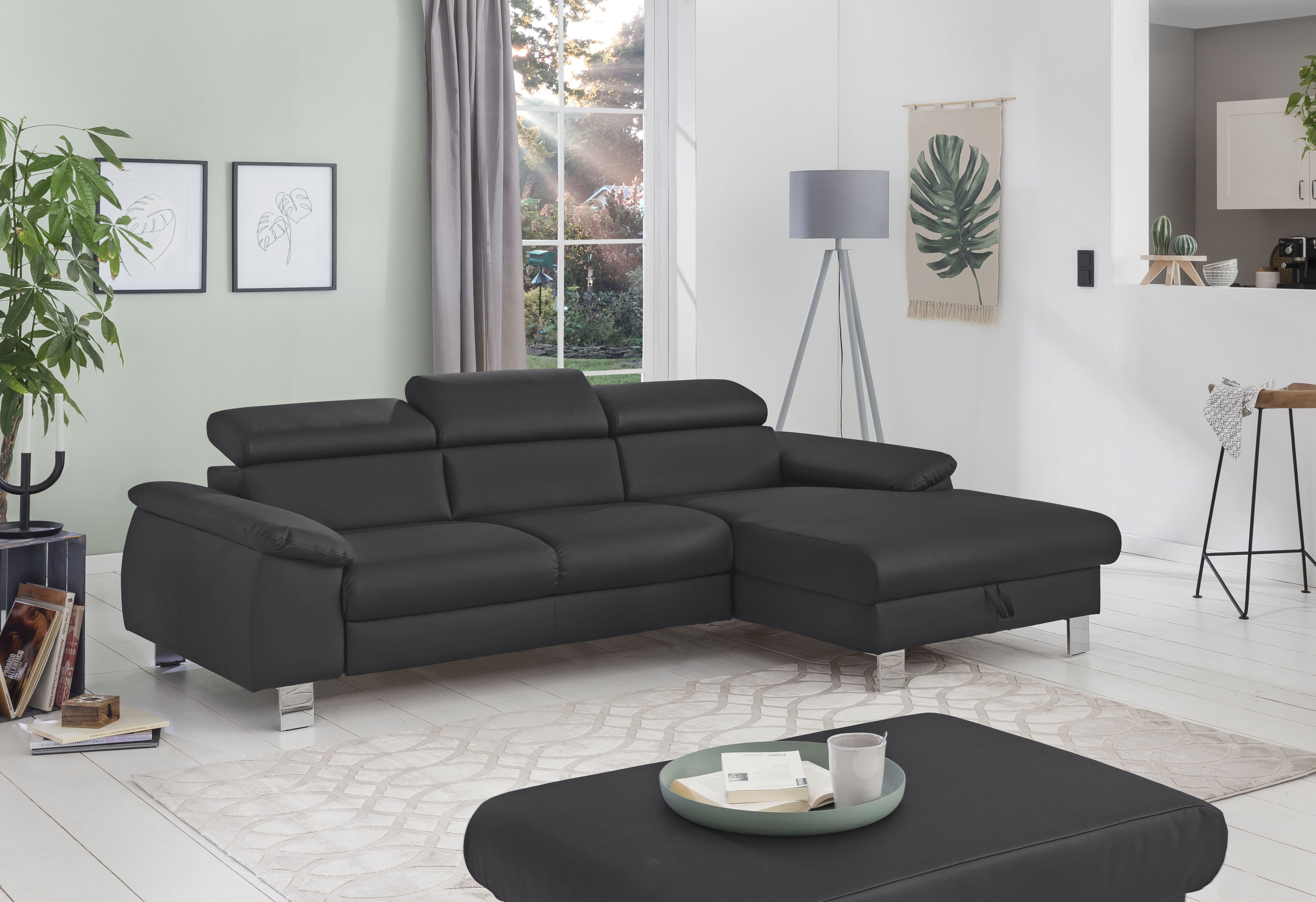 COTTA Ecksofa "Komaris L-Form, B: 244 cm" mit Kopfteilverstellung, optional Schlaffunktion, Bettkasten & Licht