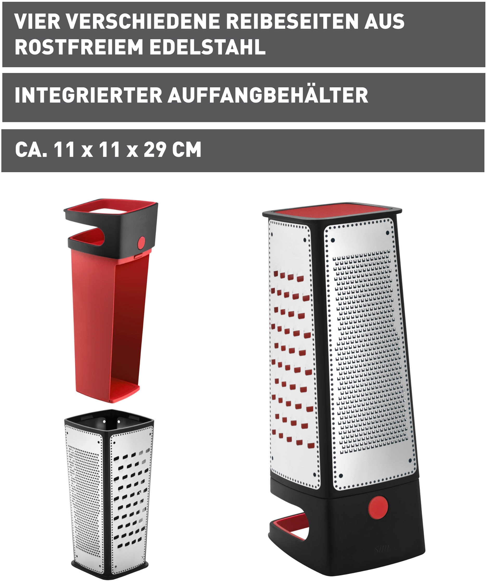 Silit Vierkantreibe »Silit«, (1 St.), mit Auffangbehälter, Reibt/Raspelt/Hobelt/Schneidet, spülmaschinenfest