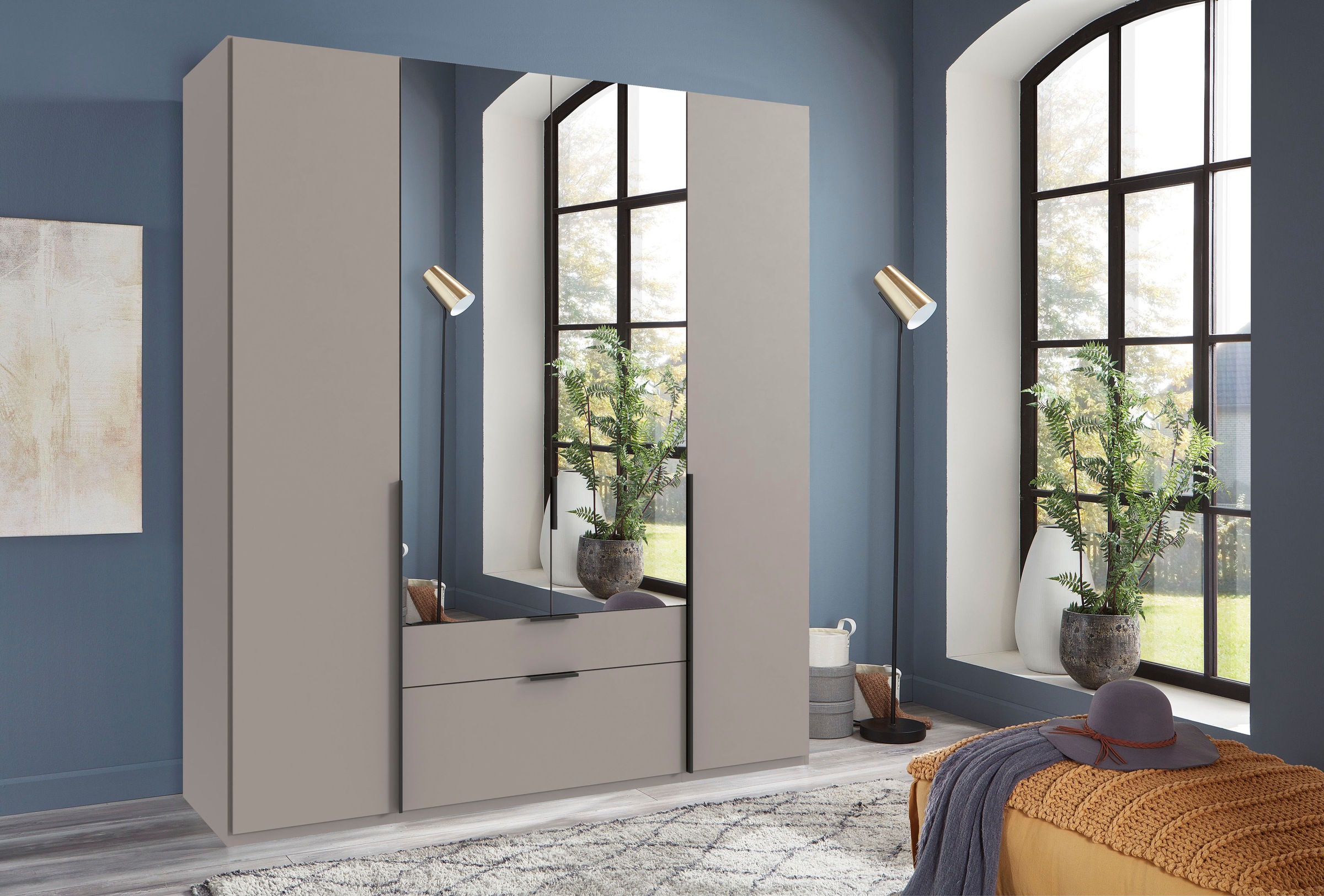 Wimex Drehtürenschrank "Mugano" mit langen oder kurzen Griffen aus Metall, günstig online kaufen