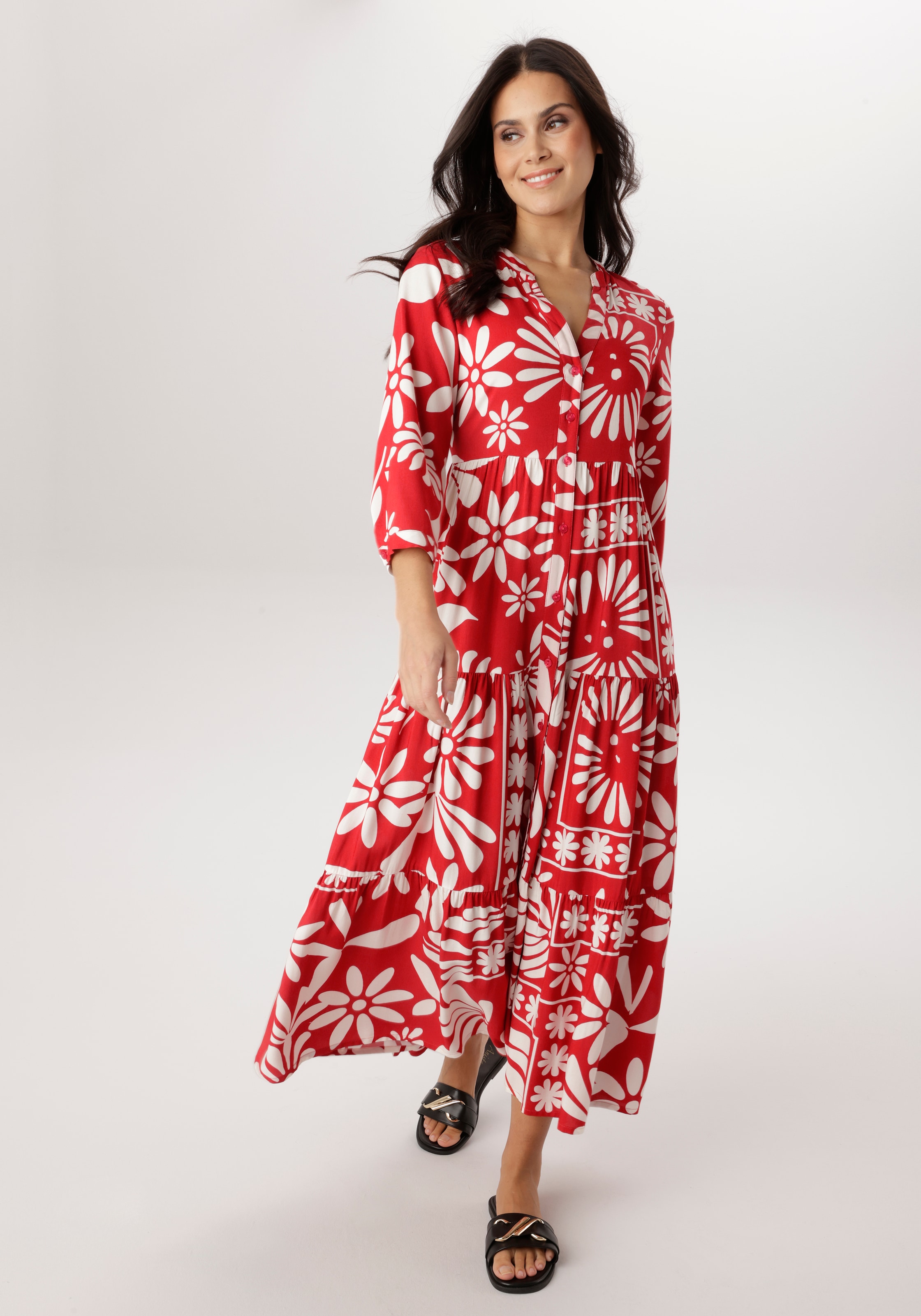 Aniston SELECTED Maxikleid mit fantasievoller Blütenmusterung - NEUE KOLLEK günstig online kaufen