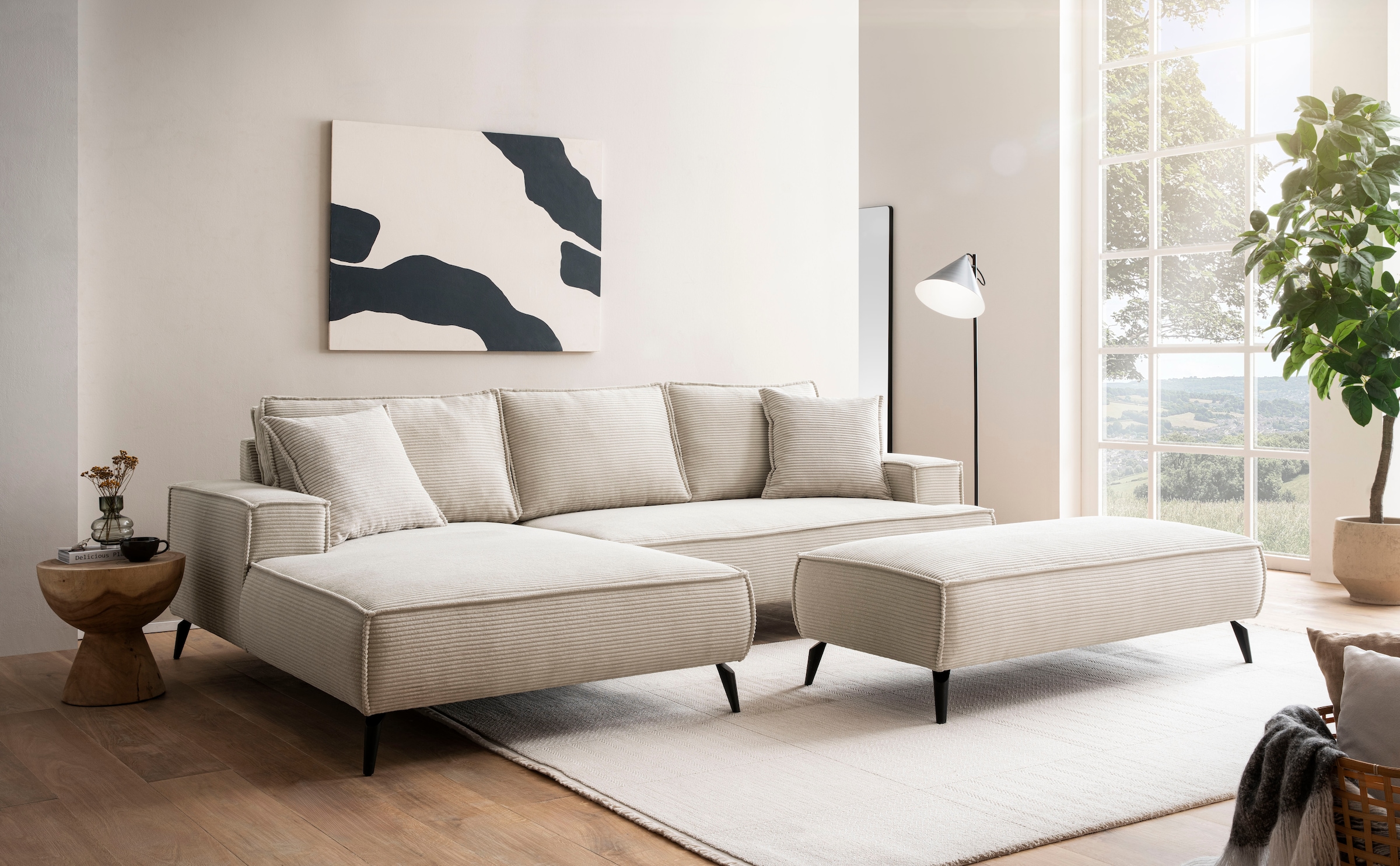 Sitzgruppe »TVINNU, Polsterecke mit Hocker, L-Form, Sofa in Cord«, (Set, 2 tlg.), mit...