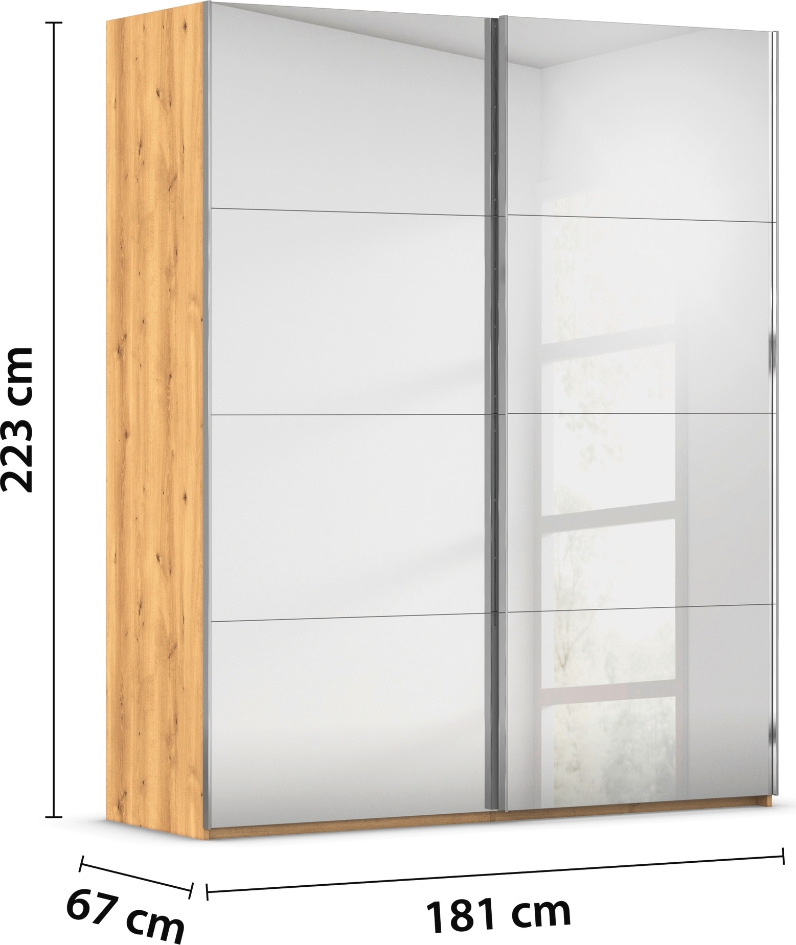 rauch Schwebetürenschrank »Kleiderschrank Schrank Garderobe Schlafzimmerschrank SCALE-FYRA«, edle viergeteilte Türen, Spiegelfront und viele Farben MADE IN GERMANY