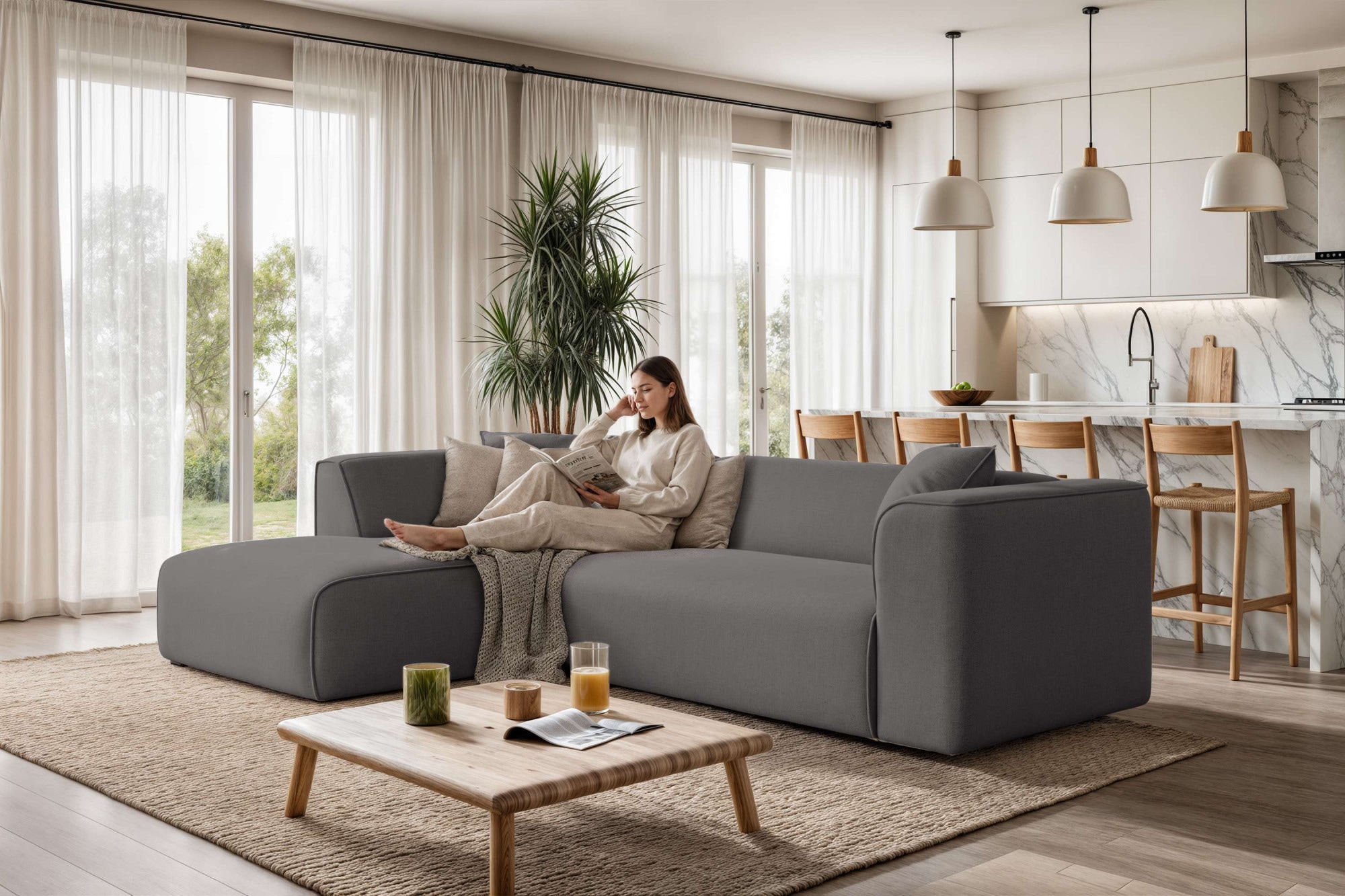 OTTO home Ecksofa "Merid L-Form, Sofa-Fix, B: 254 cm - OTTO. Verlässliche Qualität." Ottomane rechts/links, belastbar bis 460kg, nicht modulare Sofa
