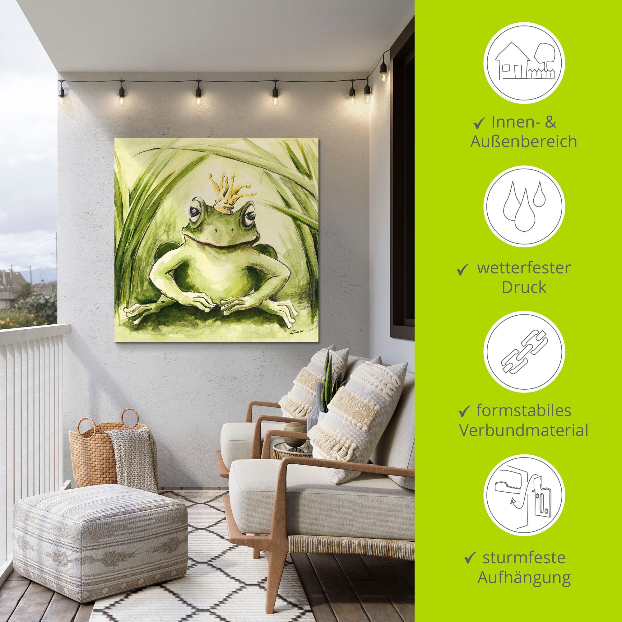 Artland Wandbild »Kleiner Frosch« Geschichten & Märchen 1 Stk. tlg. als Alubild, Outdoorbild, Leinwandbild, Poster in verschied. Größen