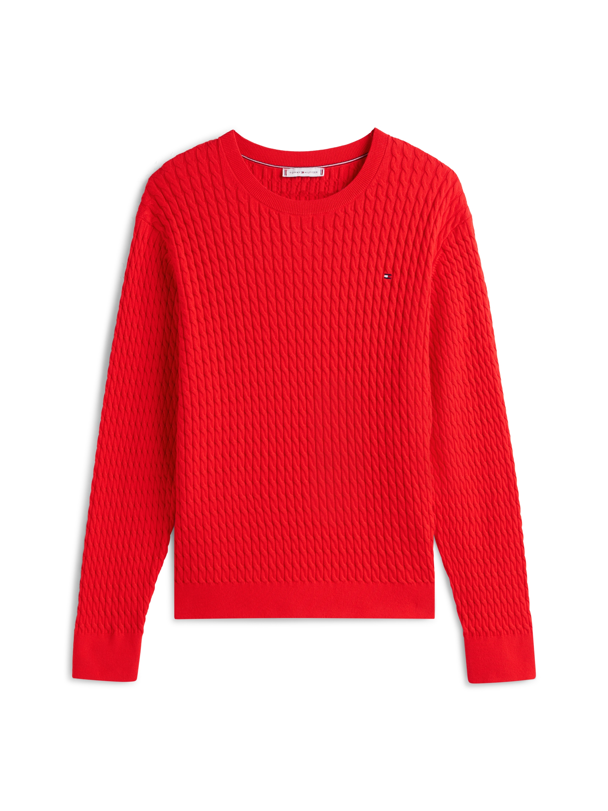 Tommy Hilfiger Curve Rundhalspullover »CRV CO CABLE FINE GG CNK SWEATER« in großen Größen, mit Zopfmuster
