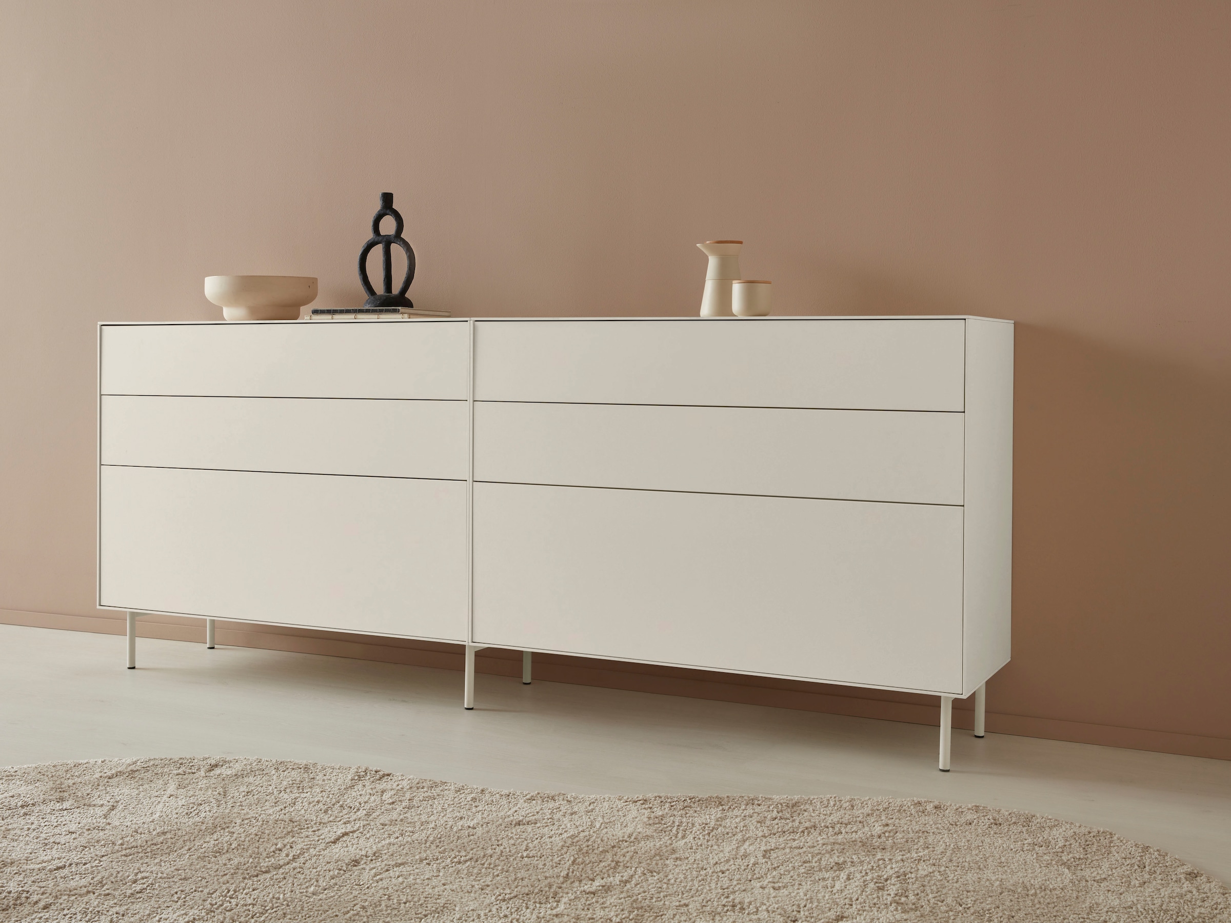 LeGer Home by Lena Gercke Sideboard "Essentials", (2 St.), Breite: 224cm, MDF lackiert, Push-to-open-Funktion