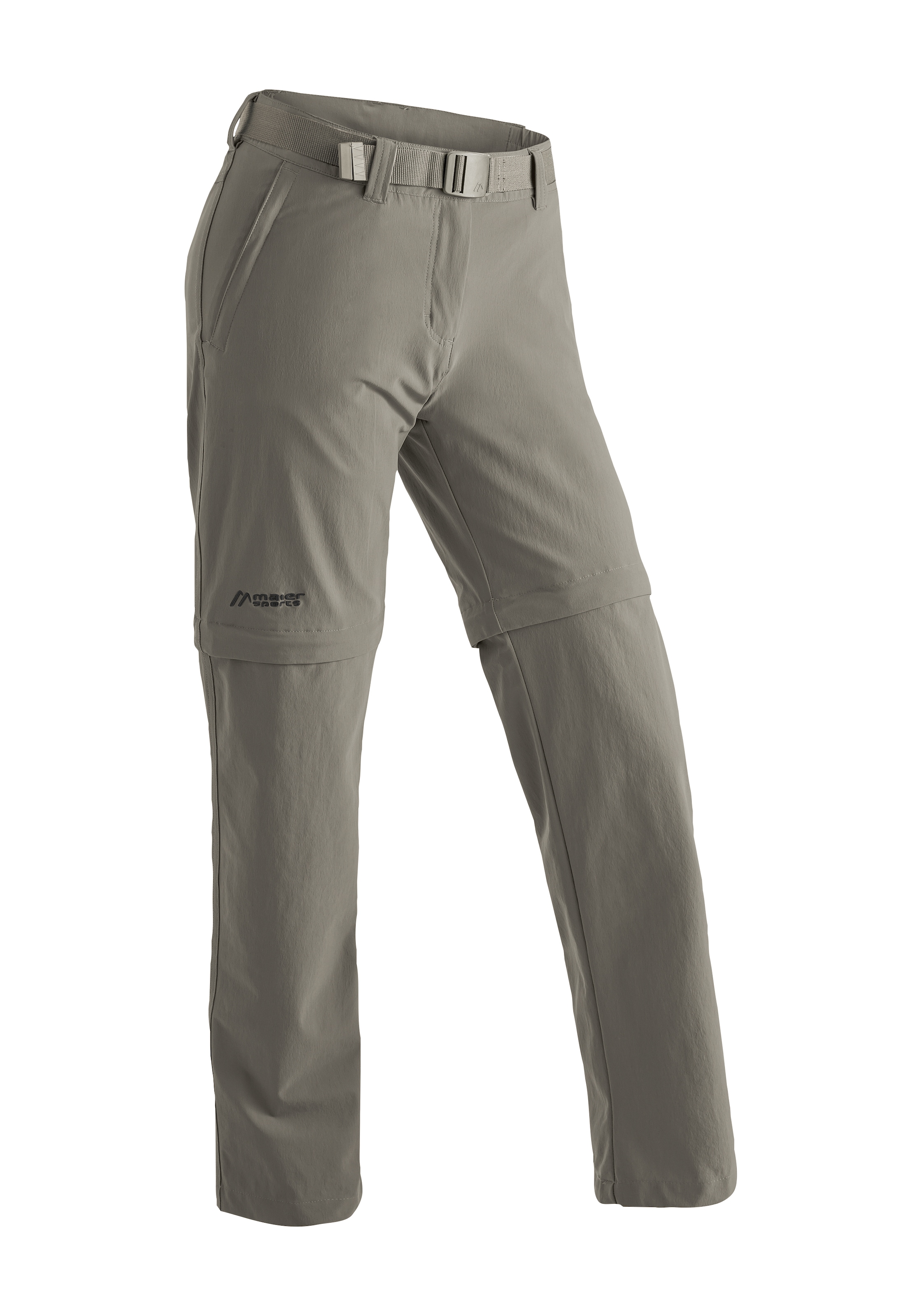 Outdoorhose MAIER SPORTS "Nata 2", Damen, Gr. 22, Kurzgrößen, braun (schlamm), 90% Polyamid, 10% Elasthan, Hosen Outdoorhose, Damen Zip-Off Wanderhose, atmungsaktive Trekkinghose, Regular Fit