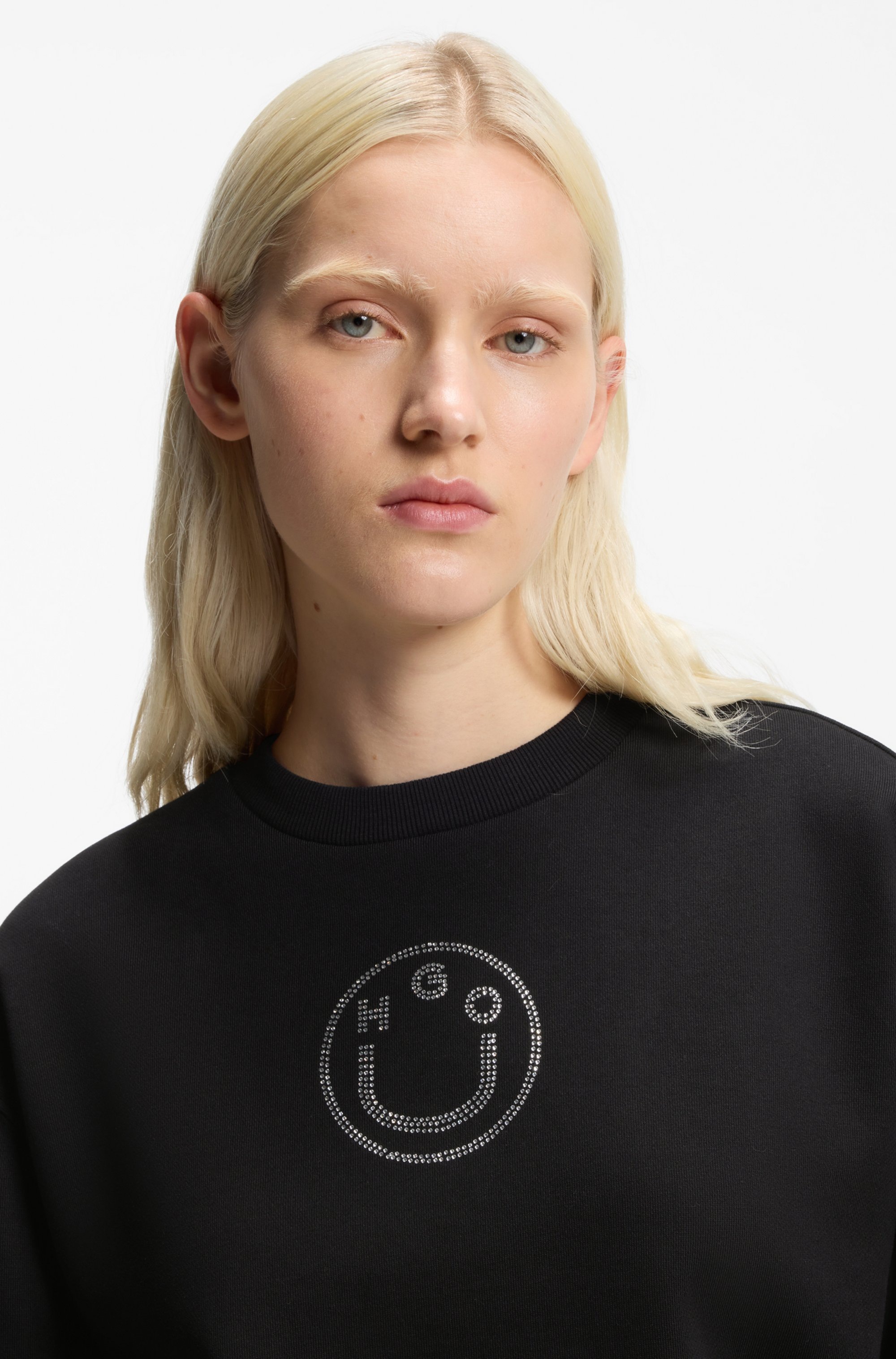 HUGO Blue Sweatshirt "Classic Crew", Relaxed Fit, mit Strass-Steinen günstig online kaufen