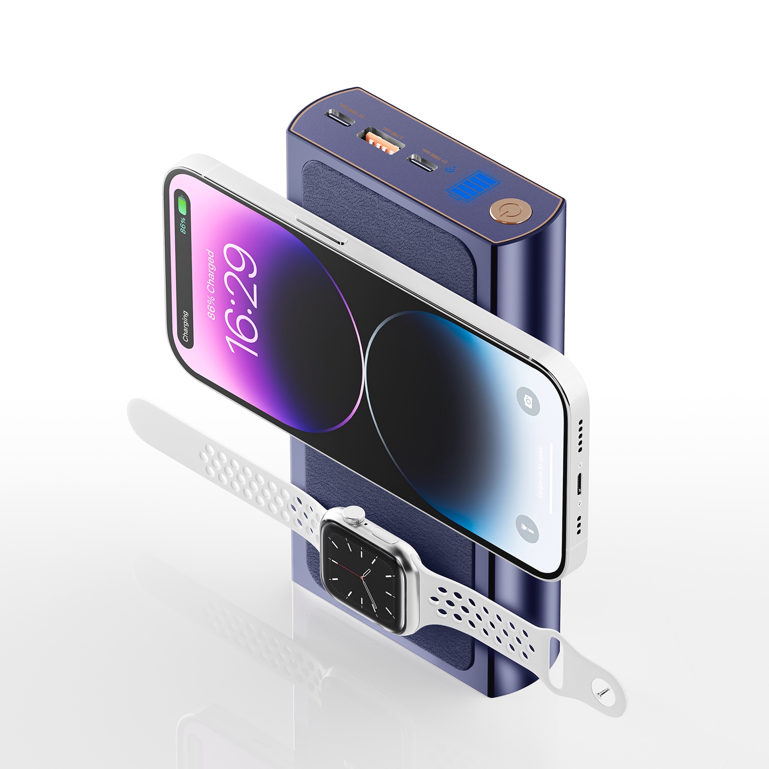 4smarts Powerbank »Powerbank Graphene Pro UltiMag 24000mAh 240W«, 4smarts Powerbank Graphene Pro UltiMag 24000mAh 240W,kobalt, 5000 mAh