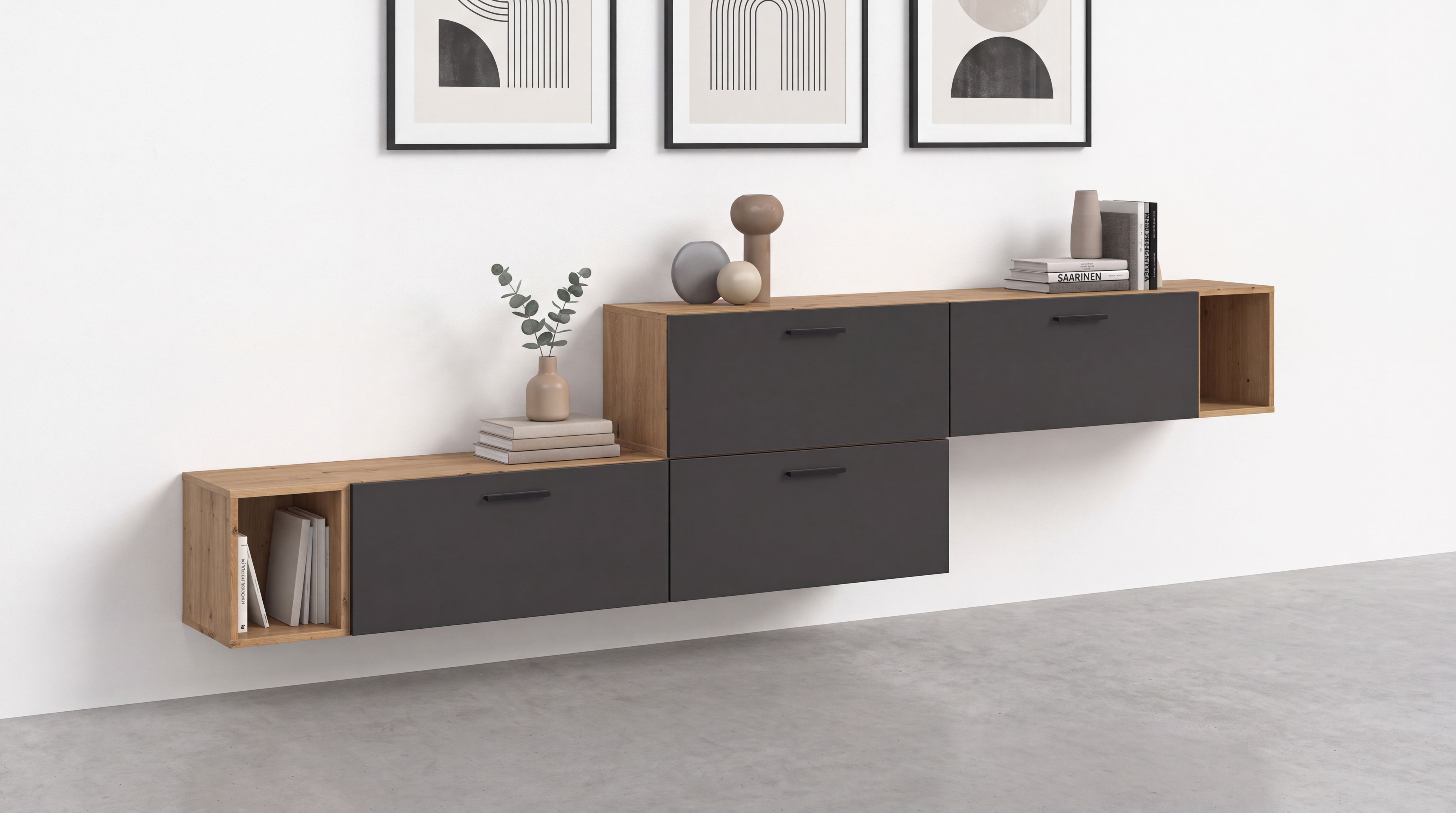 Home affaire Schrank-Set "ENESTE, 6-teilig, in verschiedenen Farben, individuell kombinierbar" verschiedenste Kombinationmöglichkeiten, stehend oder hängend, 2 Stk. tlg.