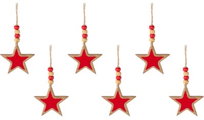 Dekostern »Weihnachtsstern, Weihnachtsdeko rot, Christbaumschmuck«, (6 St.), mit...