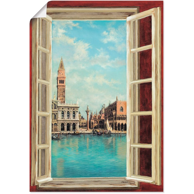 Artland Wandbild »Fenster mit Blick auf Venedig«, Fensterblick, (1 St.),  als Alubild, Leinwandbild, Wandaufkleber oder Poster in versch. Größen  kaufen | BAUR