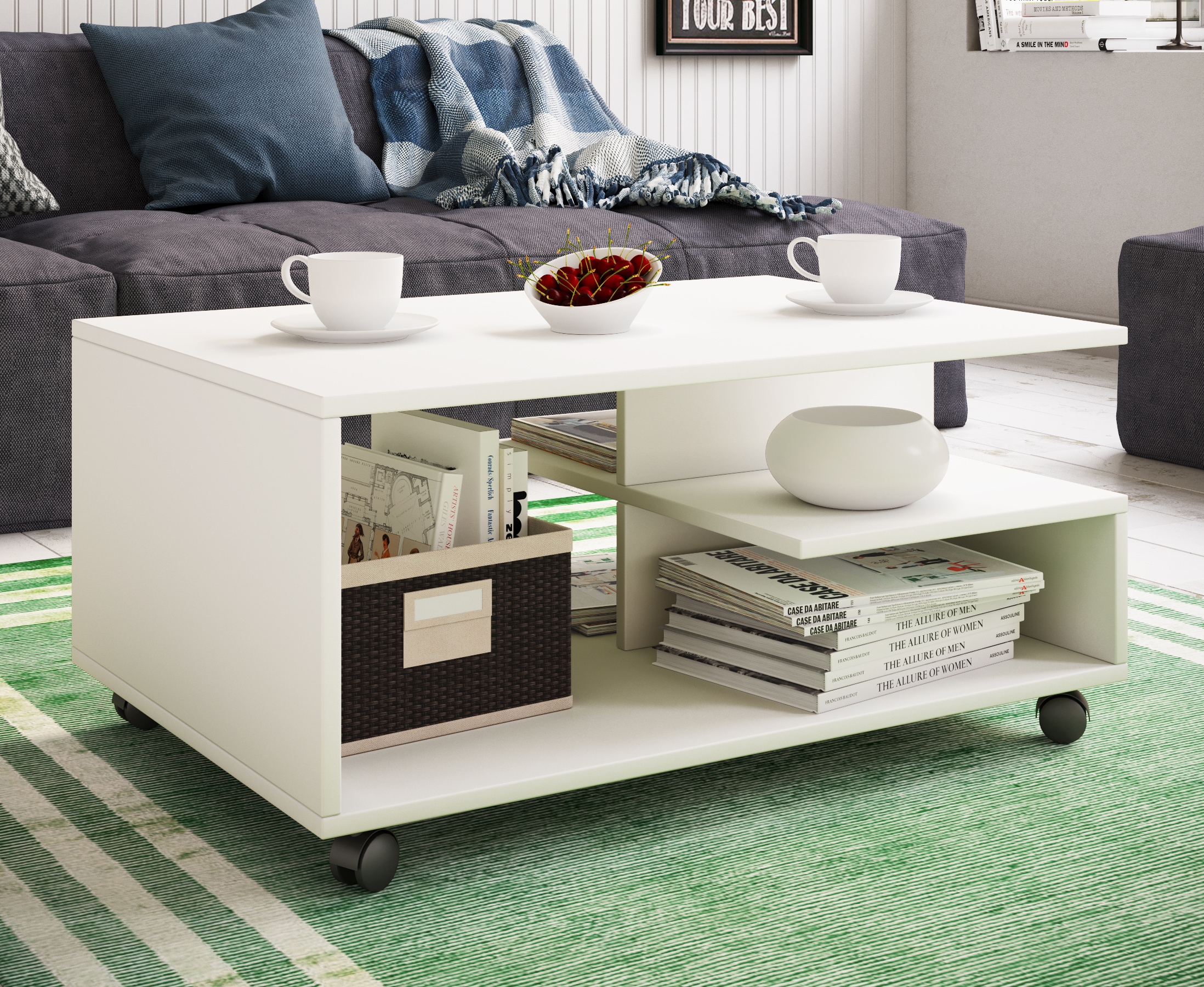 VCM Couchtisch »VCM Holz Couchtisch schlicht | Sofatisch Rollen | Maße ca. H. 41 x B. 80 x T. 50 cm | rollbar Kaffeetisch - Stango L«, (Stango)