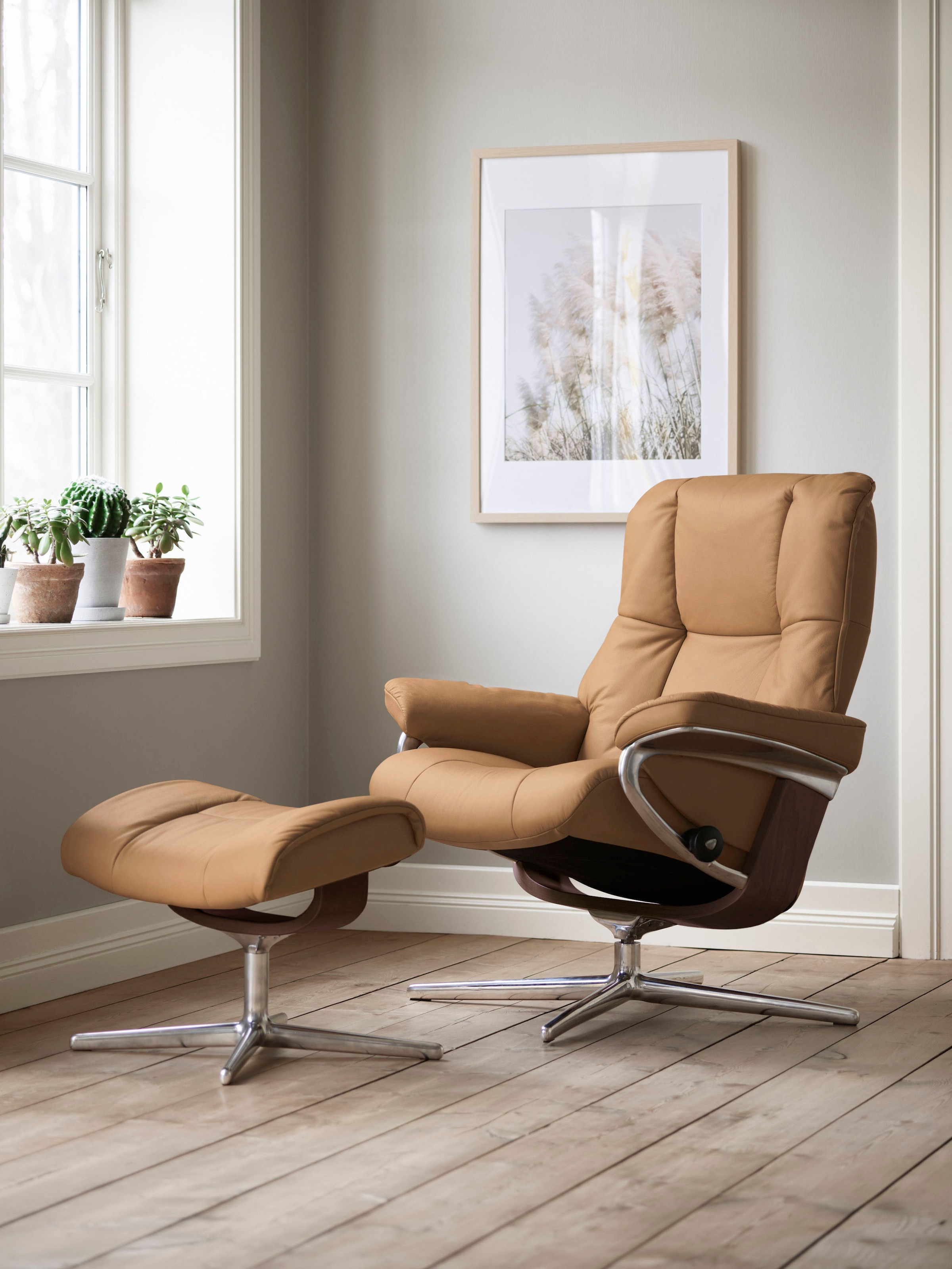 Stressless Fußhocker "Mayfair", mit Cross Base, Größe S, M & L, Holzakzent Braun