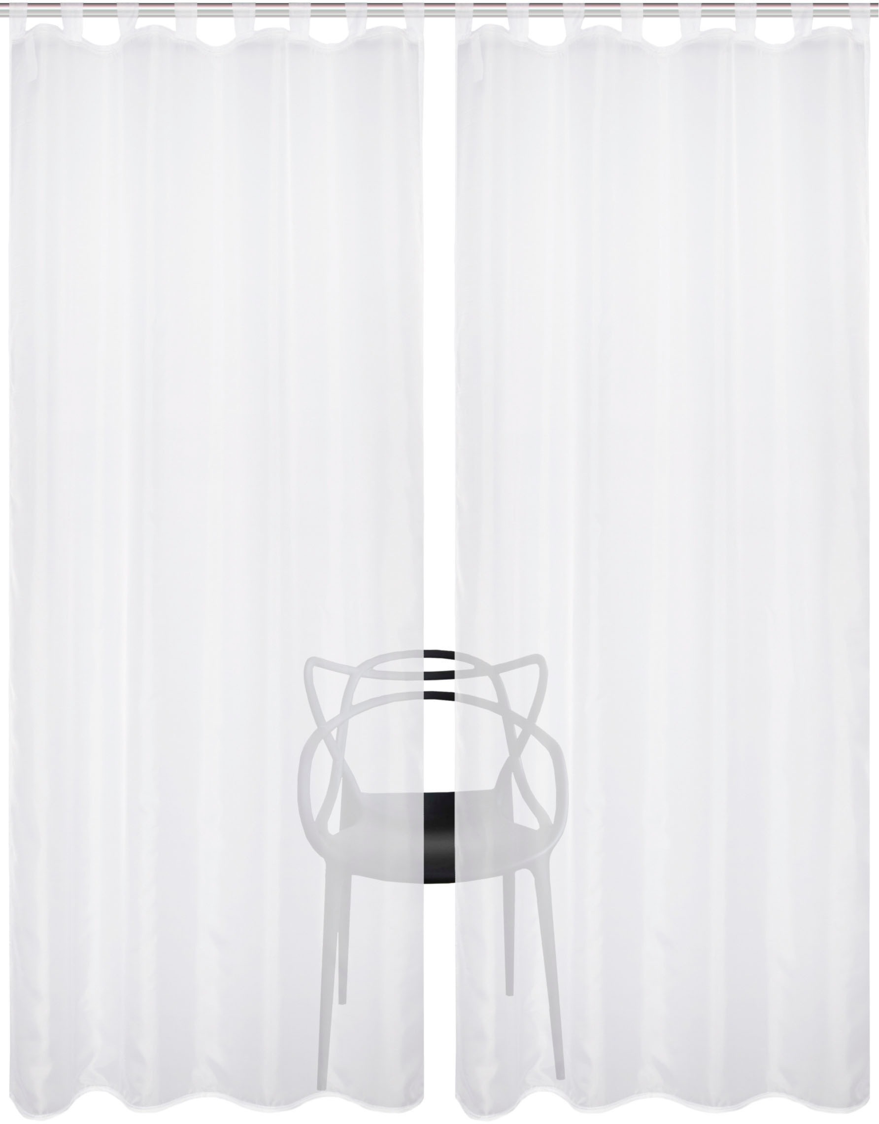 HOME WOHNIDEEN Vorhang »NESSI 2er Pack«, (2 St.), Uni, Voile, transparent, Schlaufen inkl. Zugband, 2er Pack