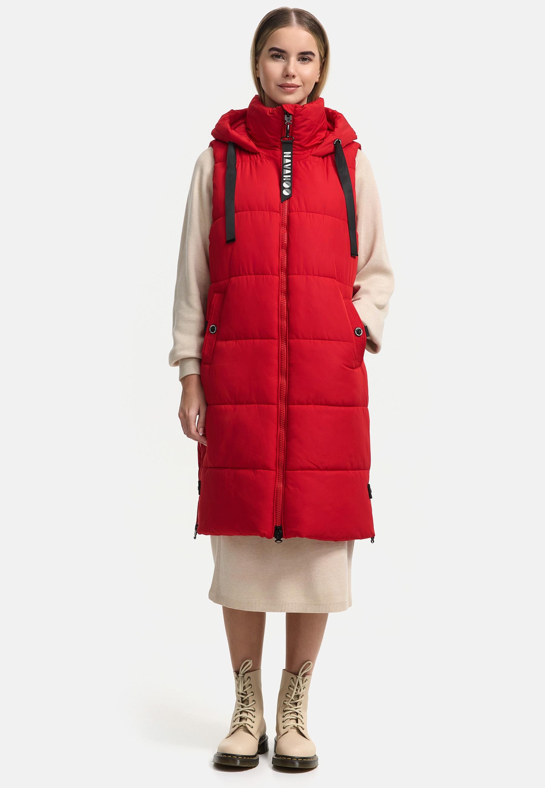 Navahoo Steppweste »Schnuffelchen«, (1 tlg.), warme Damen Outdoor-Weste lang mit Kapuze