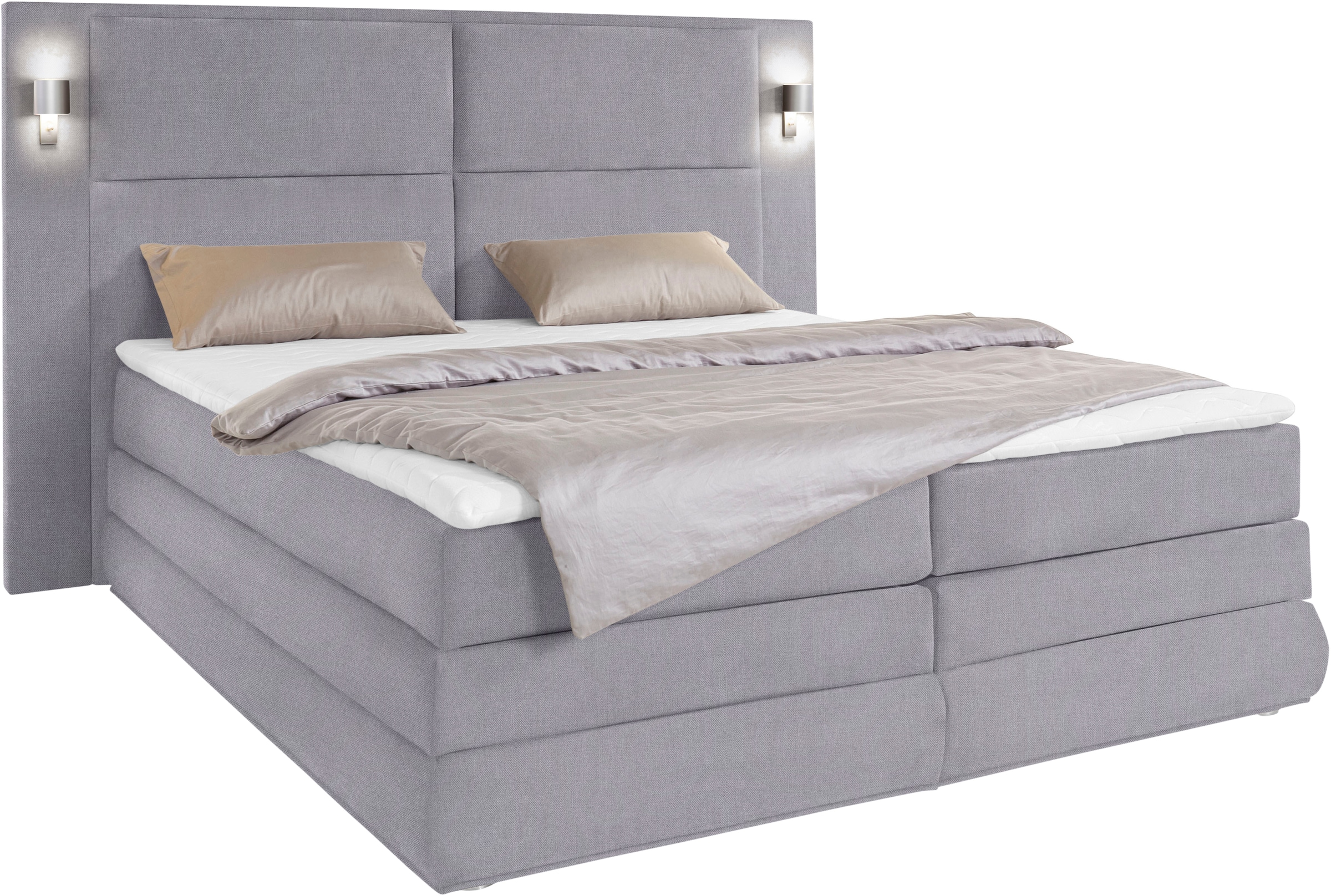 COLLECTION AB Boxspringbett »Copenhagen« inklusive Bettkasten, Topper, wahlweise mit LED-Beleuchtung
