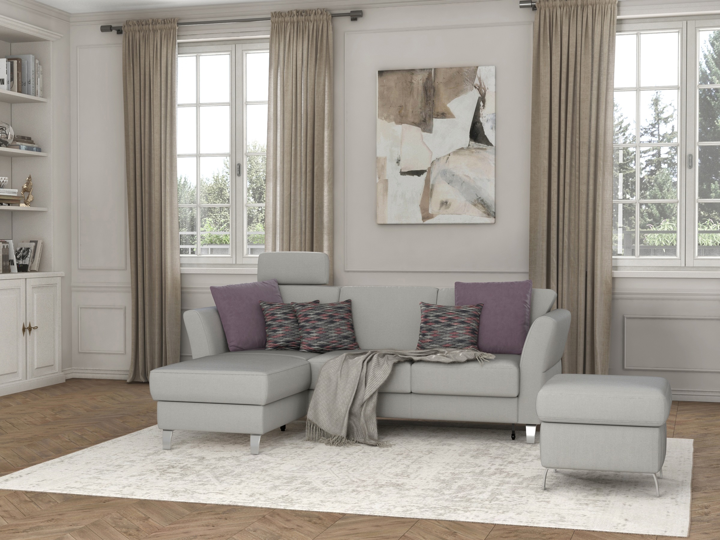 sit&more Ecksofa »Visby L-Form«, wahlweise mit Bettfunktion und Bettkasten, frei im Raum stellbar