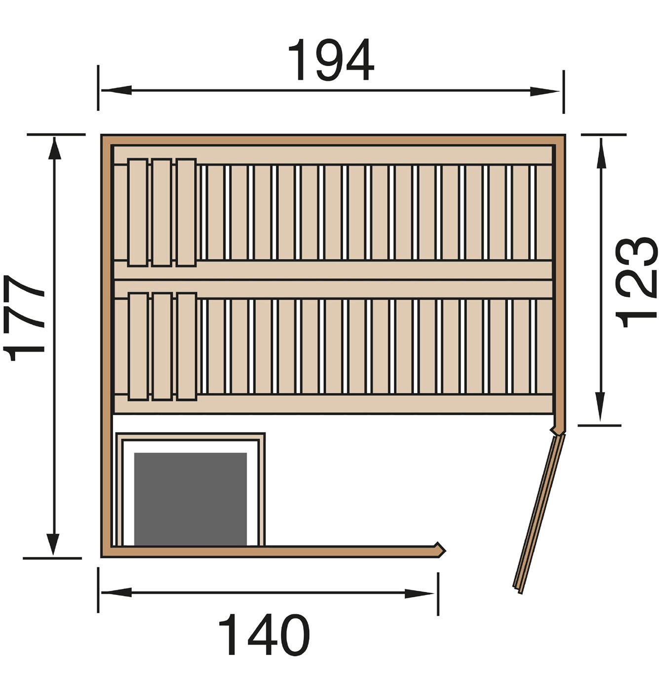 weka Sauna »Elementsauna KIRUNA 2«, vorgefertigte Elemente, 230 Volt Anschluss, moderne Ganzglastür