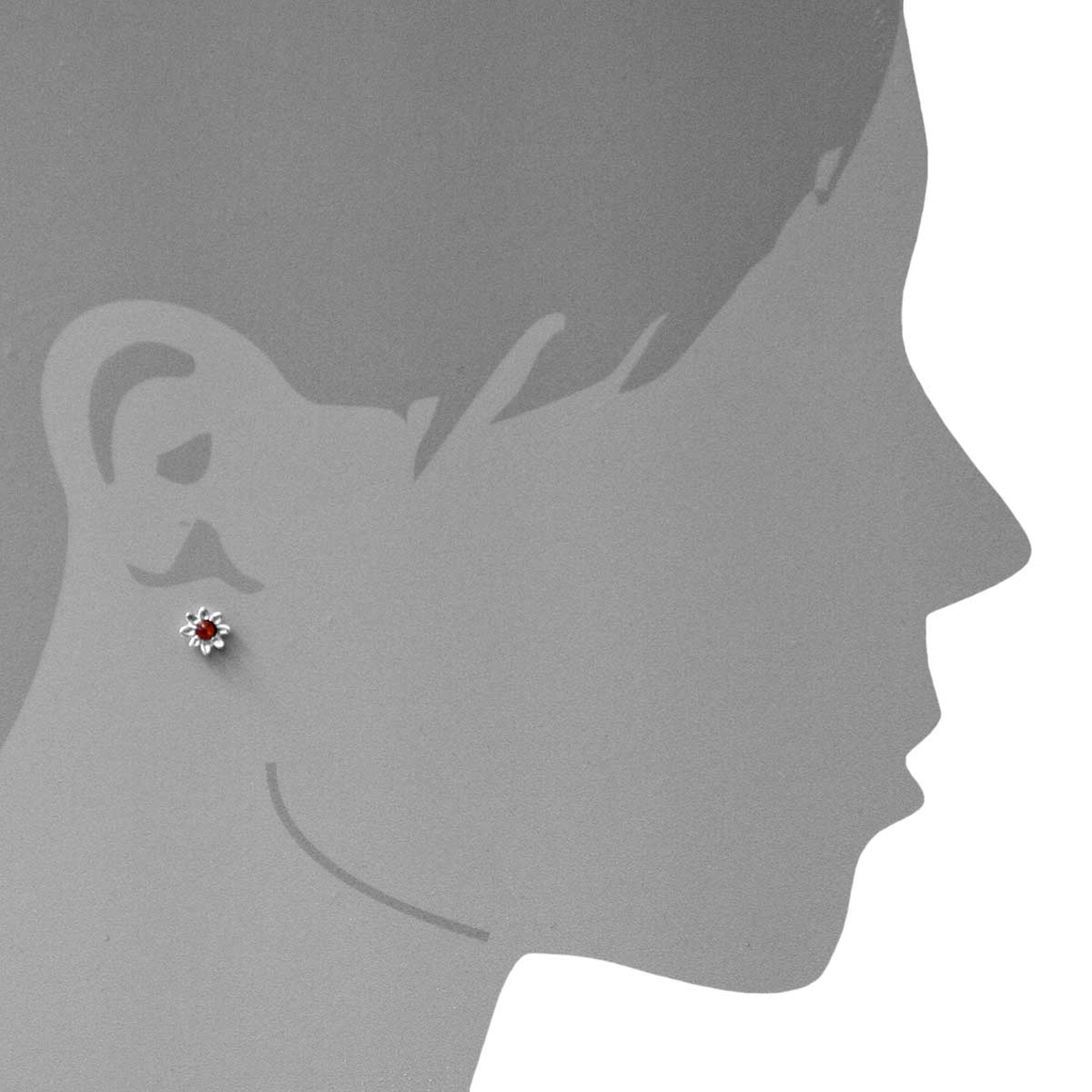 OSTSEE-SCHMUCK Paar Ohrstecker »- Blüte - Silber 925/000 - Bernstein«