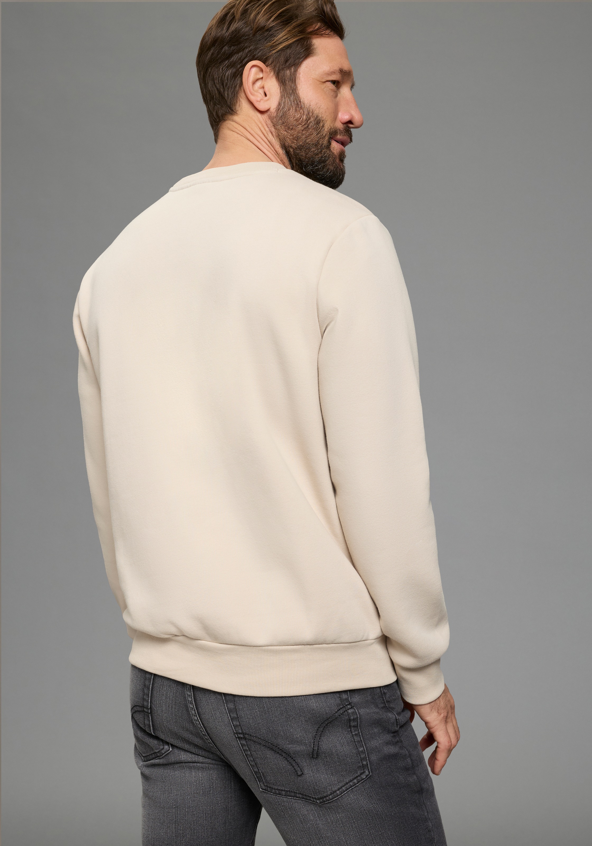 Mans World Sweatshirt, mit Eingrifftaschen, Rundhalsausschnitt, Langarm-Des günstig online kaufen