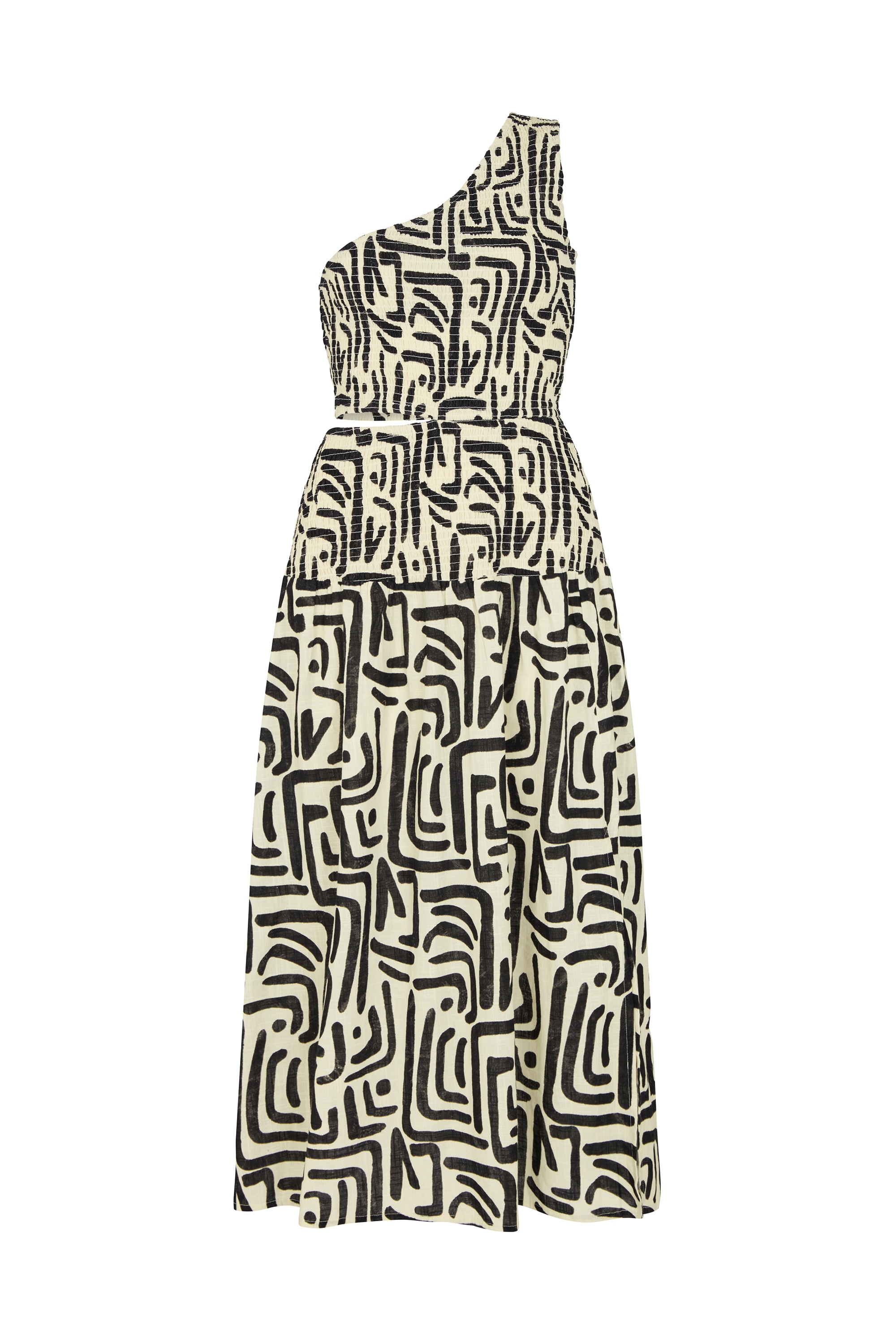 RAFFYA Midikleid "Jazz Jersey One Shoulder Warhol Print Midi Dress Damen" günstig online kaufen