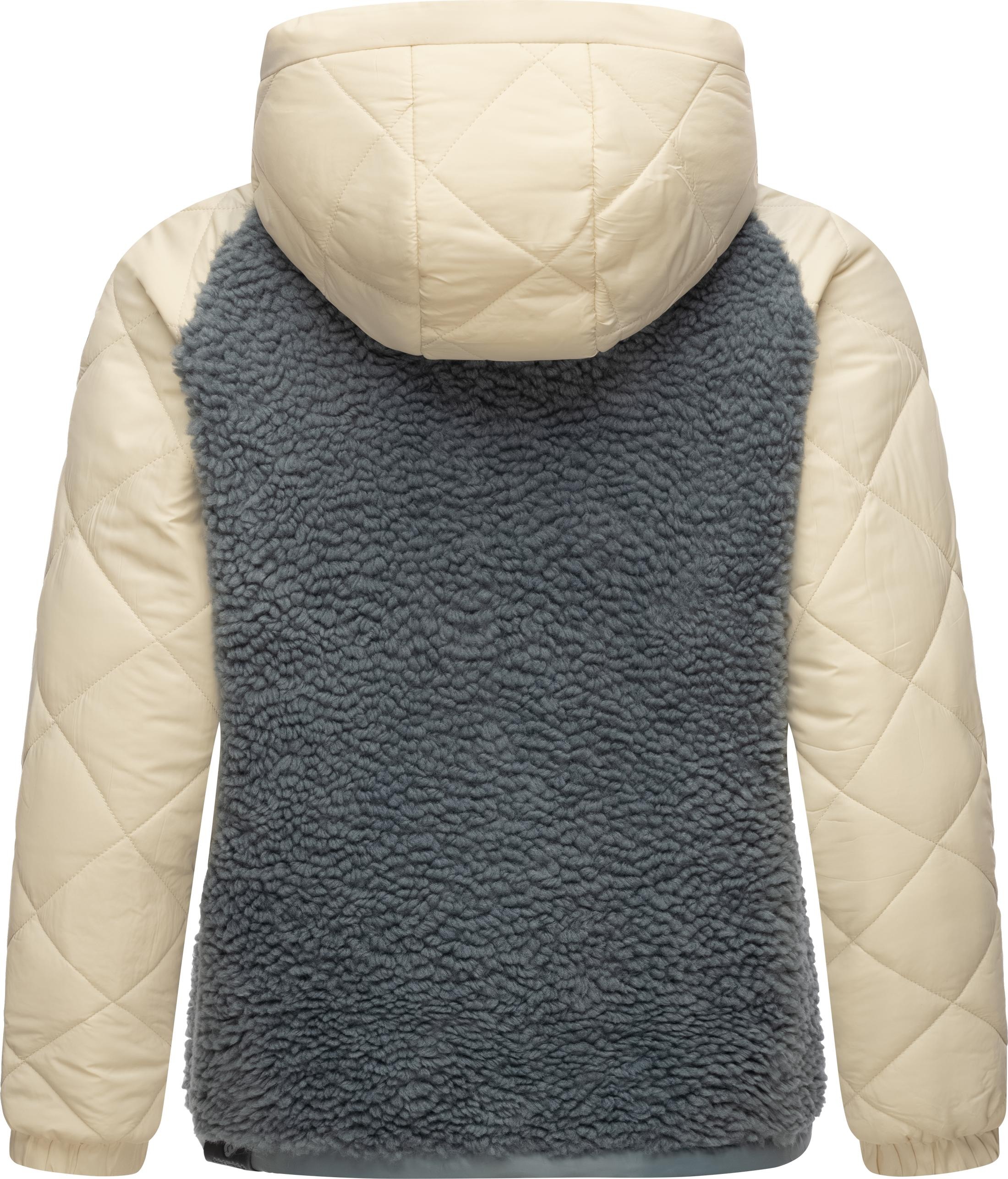 Ragwear Outdoorjacke »Leeloo«, mit Kapuze, Damen Übergangsjacke aus Teddyfleece mit gesteppten Ärmeln