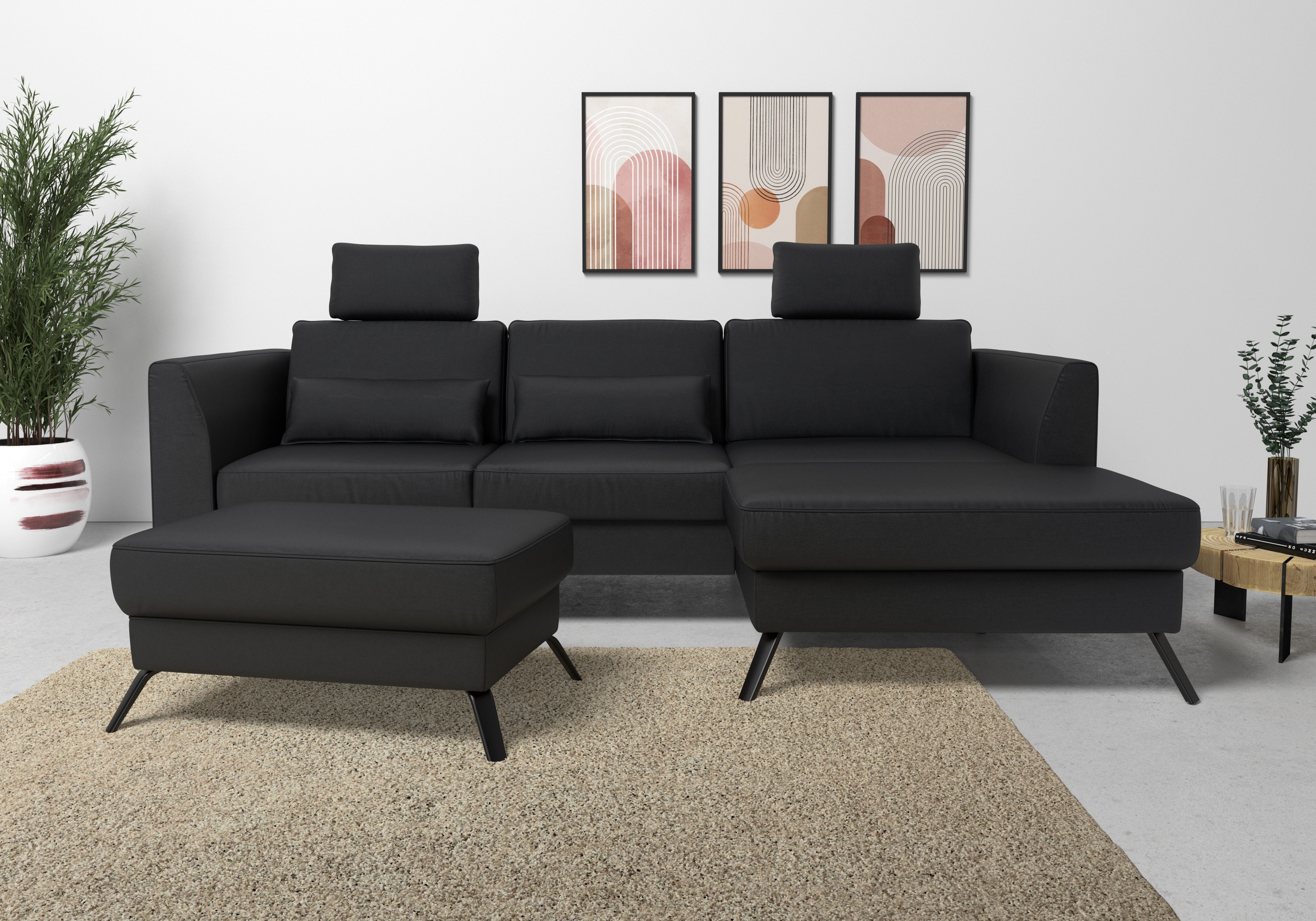 sit&more Ecksofa "Olsen L-Form" inklusive Sitztiefenverstellung, optional Schlaffunktion, 15cm hoch
