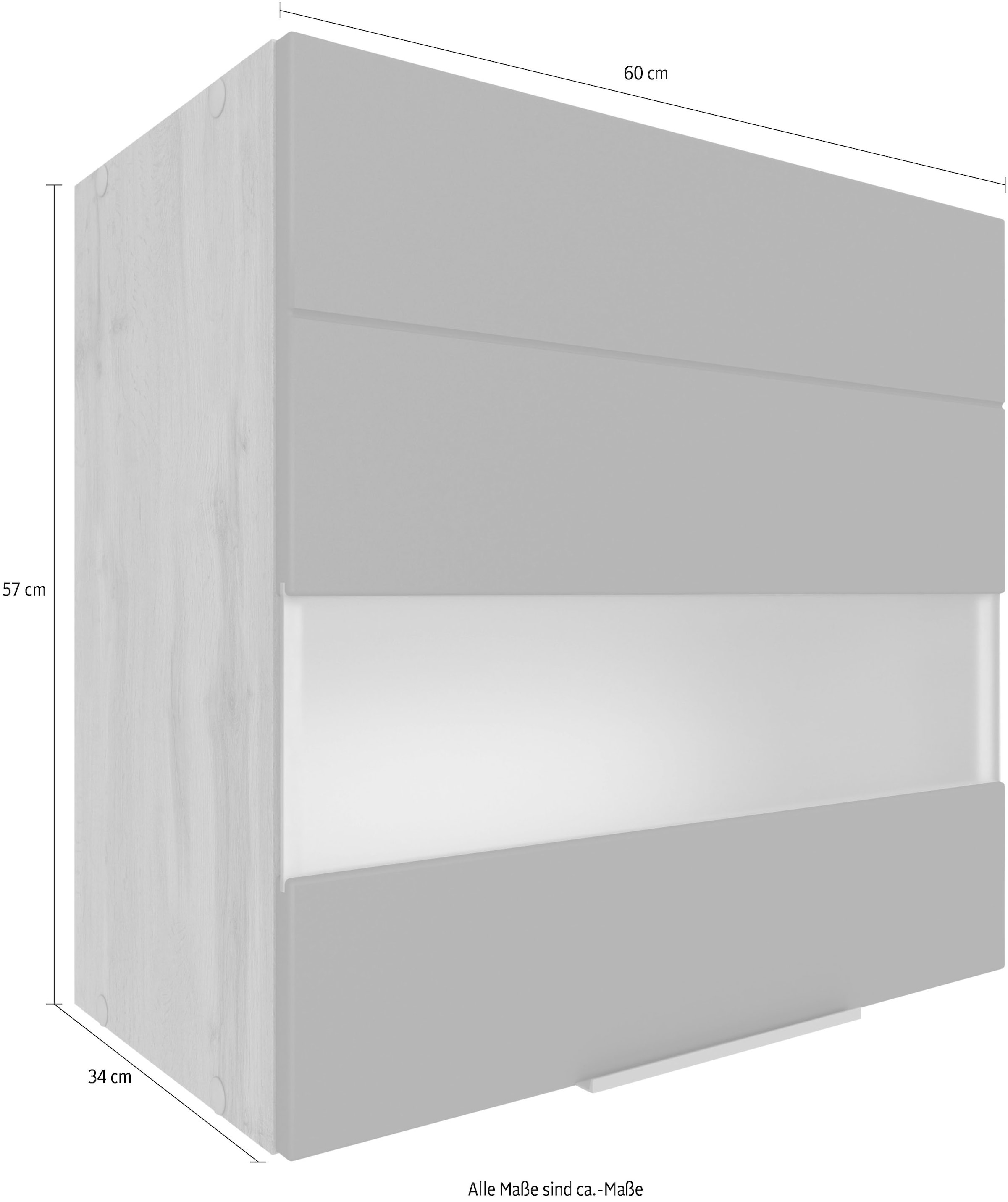 KOCHSTATION Hängeschrank »KS-Luhe« 60 cm breit, hochwertige MDF-Fronten mit Glaseinsatz