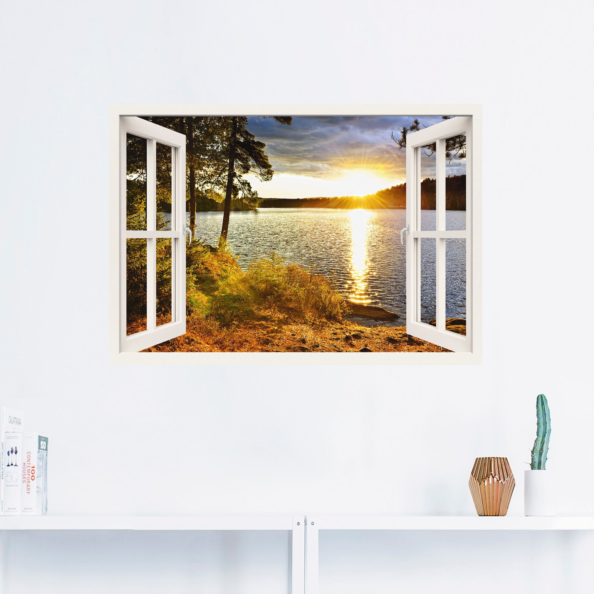 Artland Wandbild »Sonnenuntergang im Algonquin Park«, Fensterblick, (1 St.),  als Leinwandbild, Poster, Wandaufkleber in verschied. Größen | BAUR