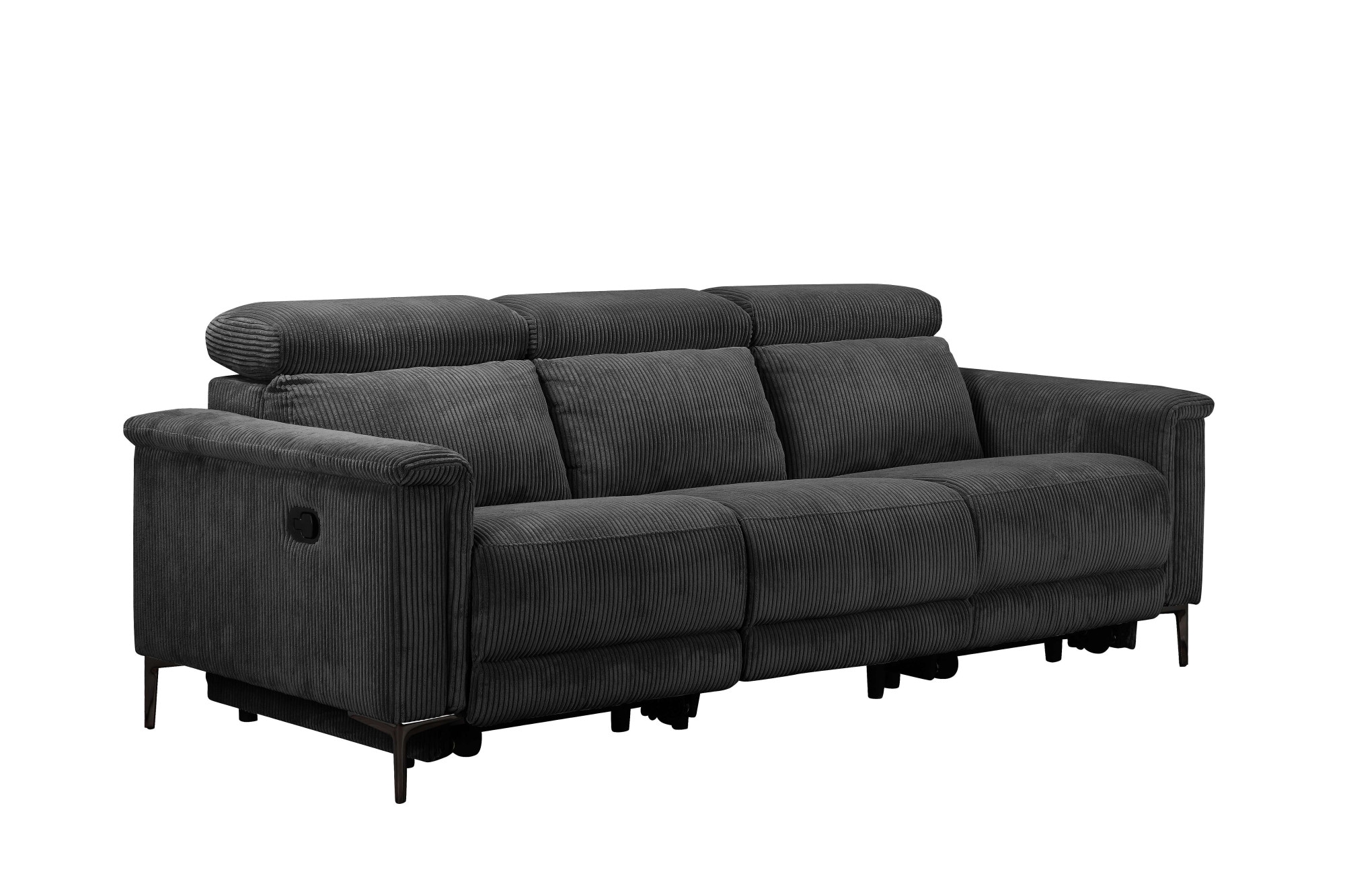 Places of Style 3-Sitzer »Lund Cord, mit manueller o. elektrischer Relaxfunktion in 2 Sitzen,«, USB-A, Kopfteilverstellung, Breite 222 cm