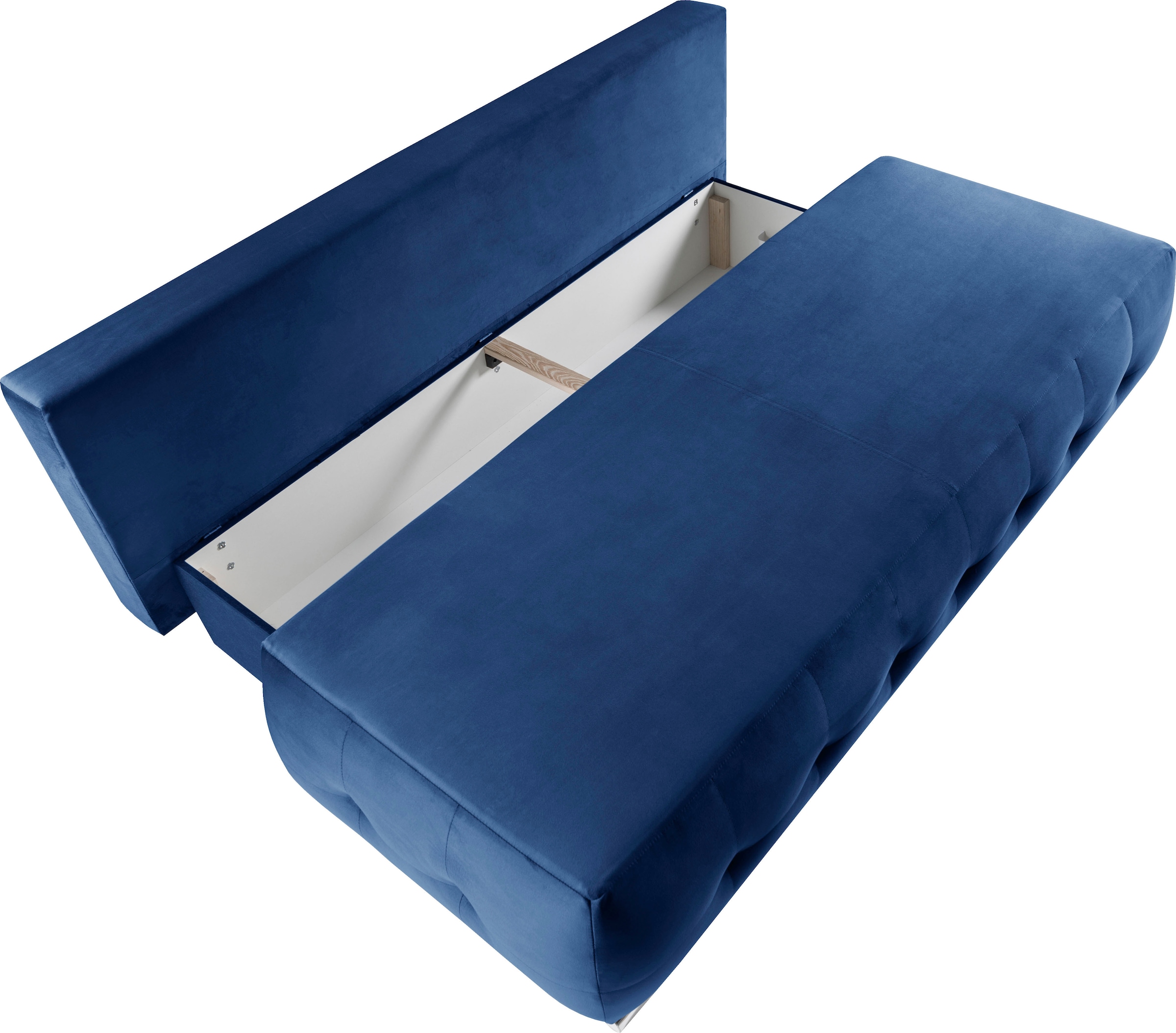 WERK2 Schlafsofa »Monaco Design Bettsofa, pflegeleichter Samtoptik Bezug, Breite 205cm«, 2-Sitzer Schlafcouch mit Bettkasten & funkelnden Ziersteinchen