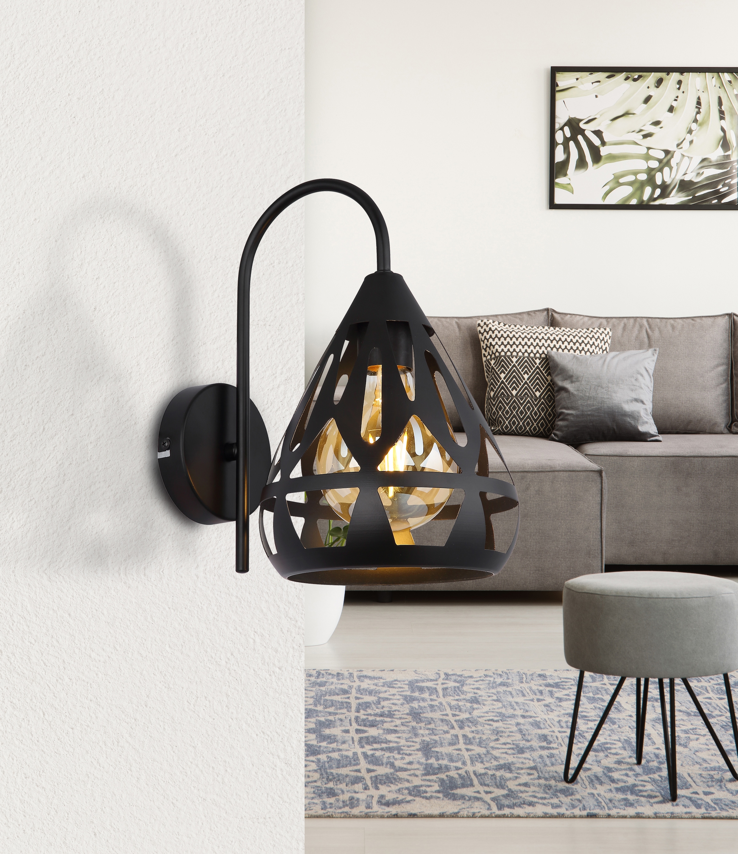 GLOBO LIGHTING Wandleuchte »HASSAN«, Leuchtmittel E27 | ohne Leuchtmittel, Wandlampe/Spot/Dekor/Wohnzimmer/Flur/Lichtschein: abwärts
