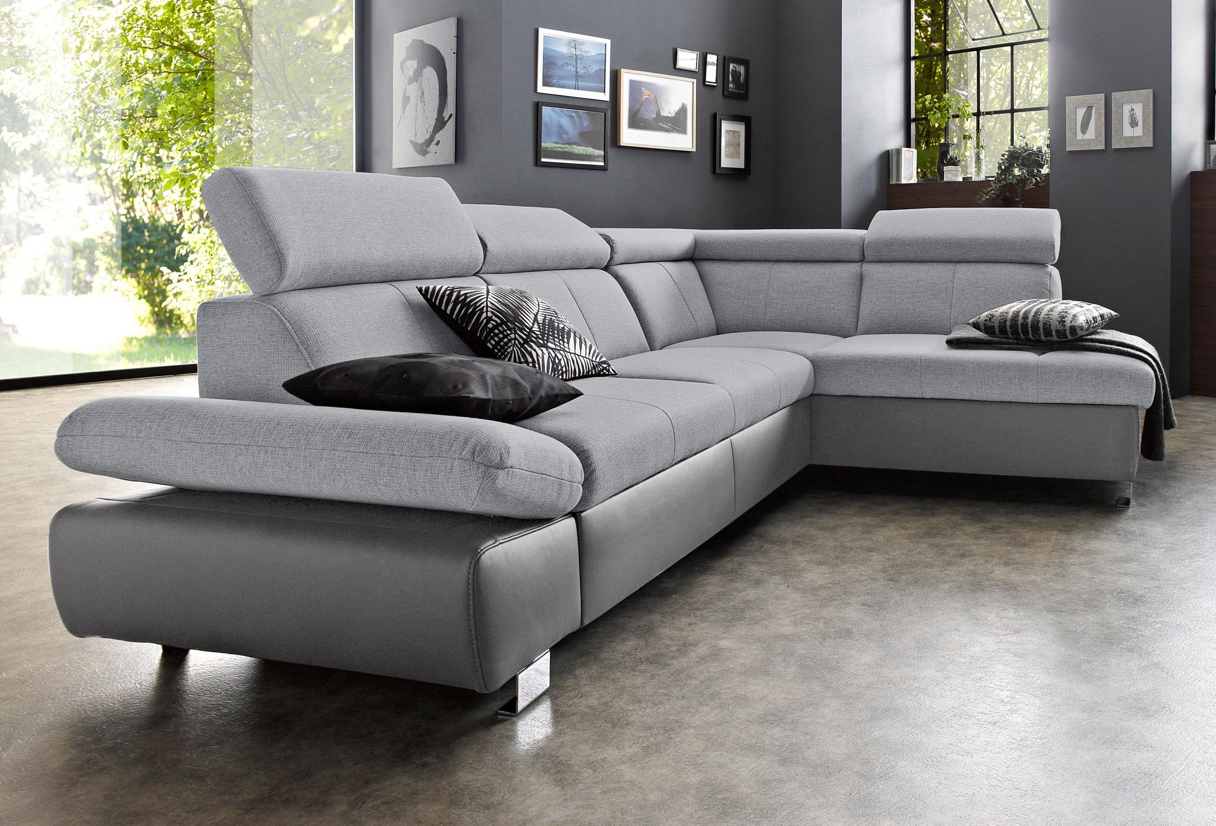 exxpo - sofa fashion Ecksofa "Happy, inkl. Kopf- und Armteilverstellung, L- günstig online kaufen